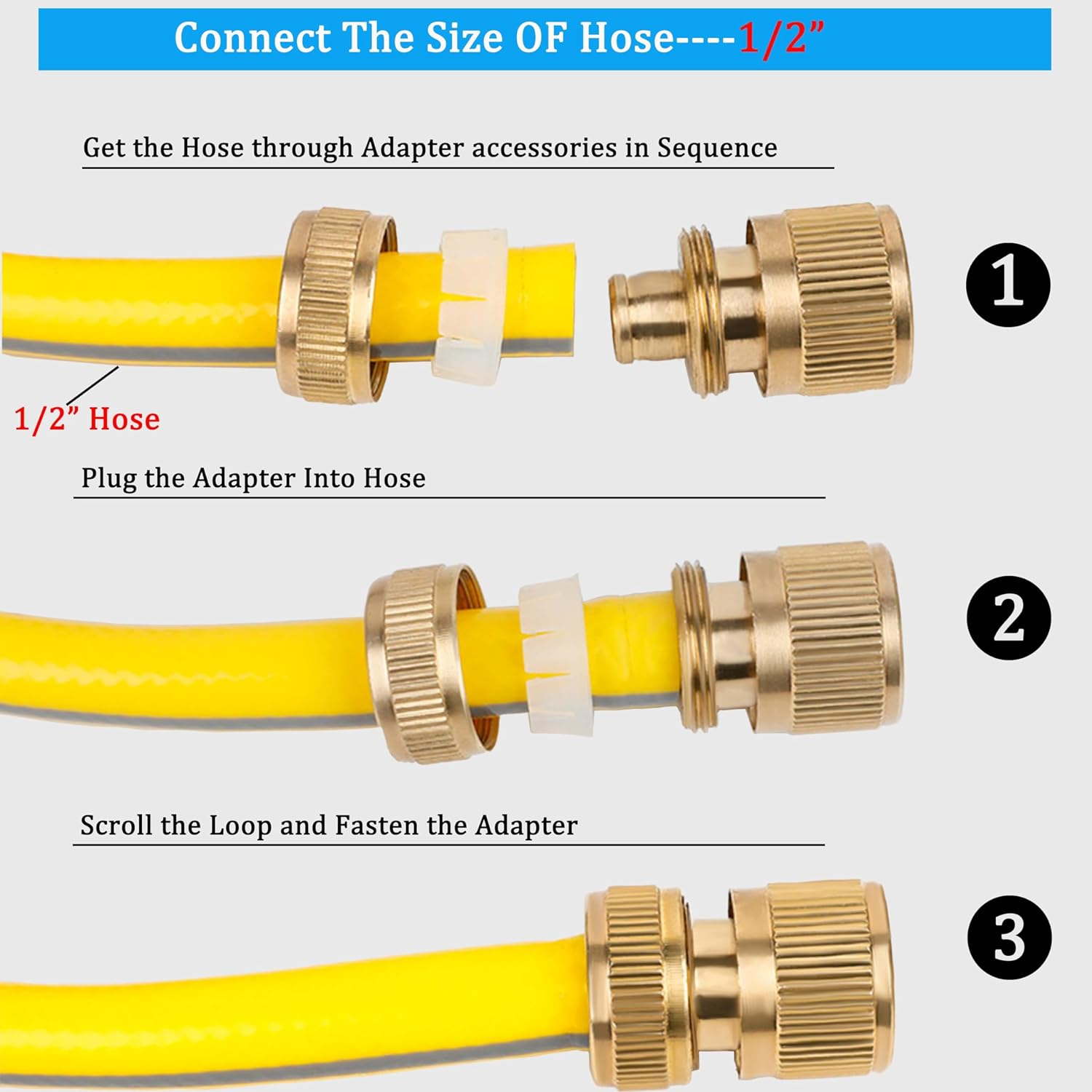3Pcs Garden Quick Hose Adapter for Old Hoses(14Mm-22Mm),Multi-Functional Hose Adapters and Garden Hose Sets for Lawn& Garden,Washing Cars,Watering Plants&hellip; image number 3
