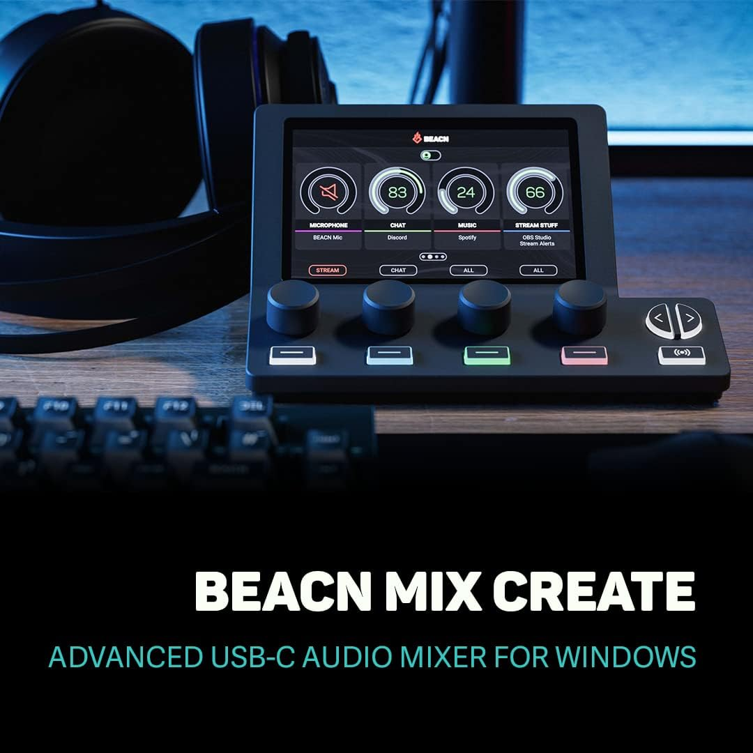 BEACN Mix Create Audio Mixer for PC & Mac | for Content Creators, Gaming & Podcast, PC Audio Mixer with C USB for Twitch & Youtube | Essential Streaming Accessories (Dark) image number 4