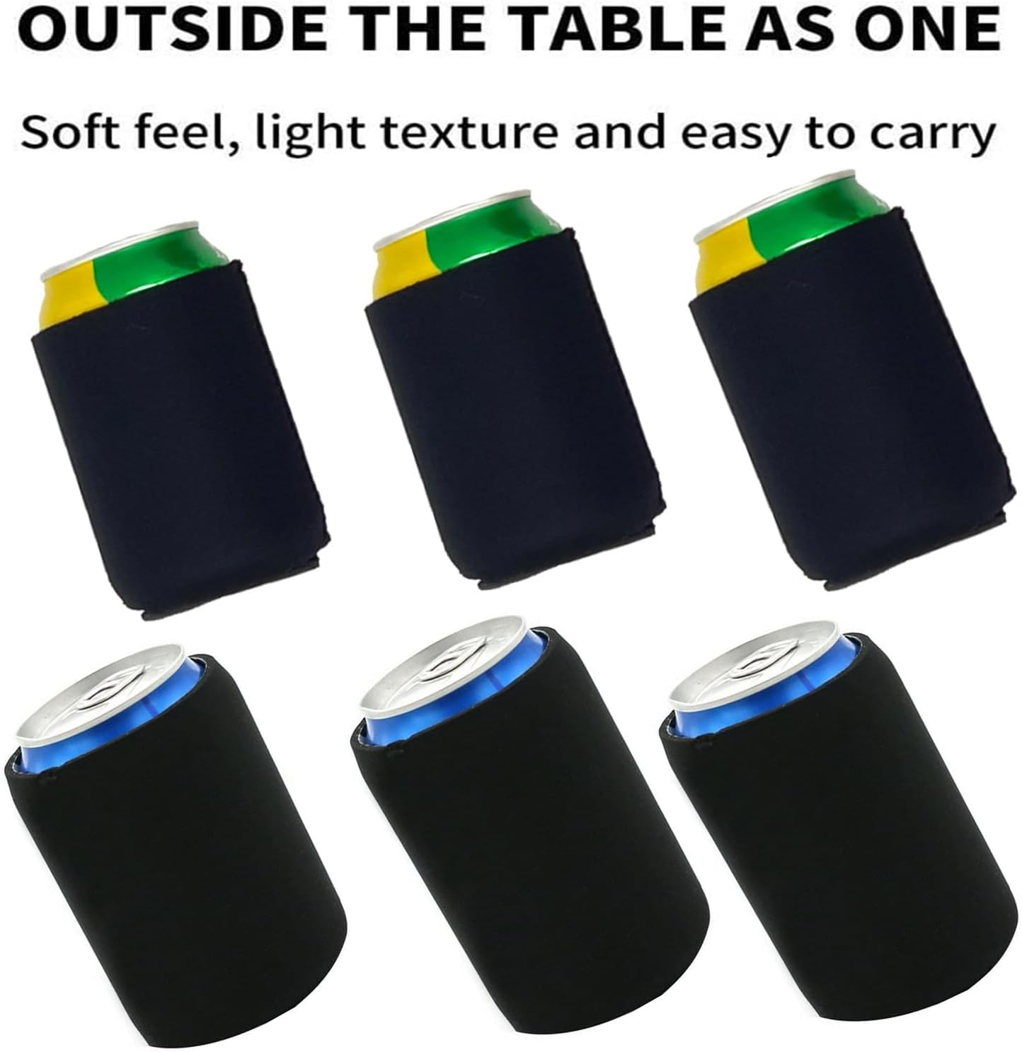 Yharnamite 20 Pcs Blank Beer Can Cooler Sleeves, Beer Can Coolers Sleeves, Soft Insulated Beer Can Cooler Sleeves for Soda, Beer & Water Bottles (Black) - Black image number 6