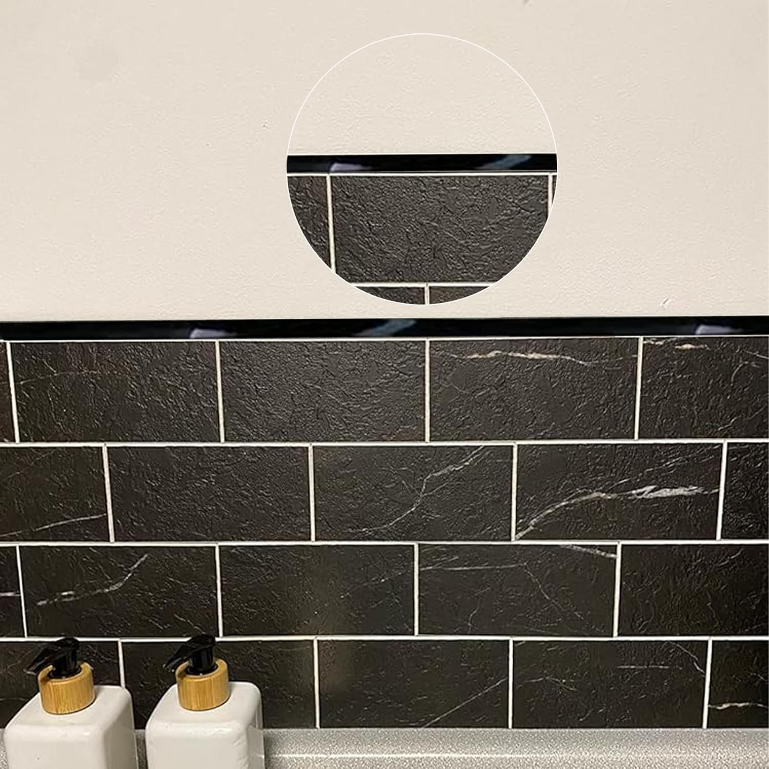 KEQKEV Ceiling Molding Peel and Stick, Flexible Trim Self Adhesive Caulk Strip for Stove, Sink, Toilet, Tile Edge, Wall Corner, Baseboard, Floor (Black) image number 6