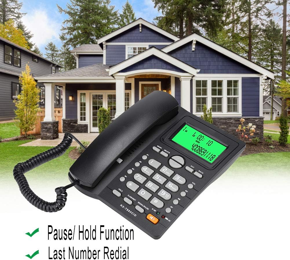Hotel Landine Phone Caller ID Display Landline Telephone No Battery Mute Function for Home Office (Black) image number 2