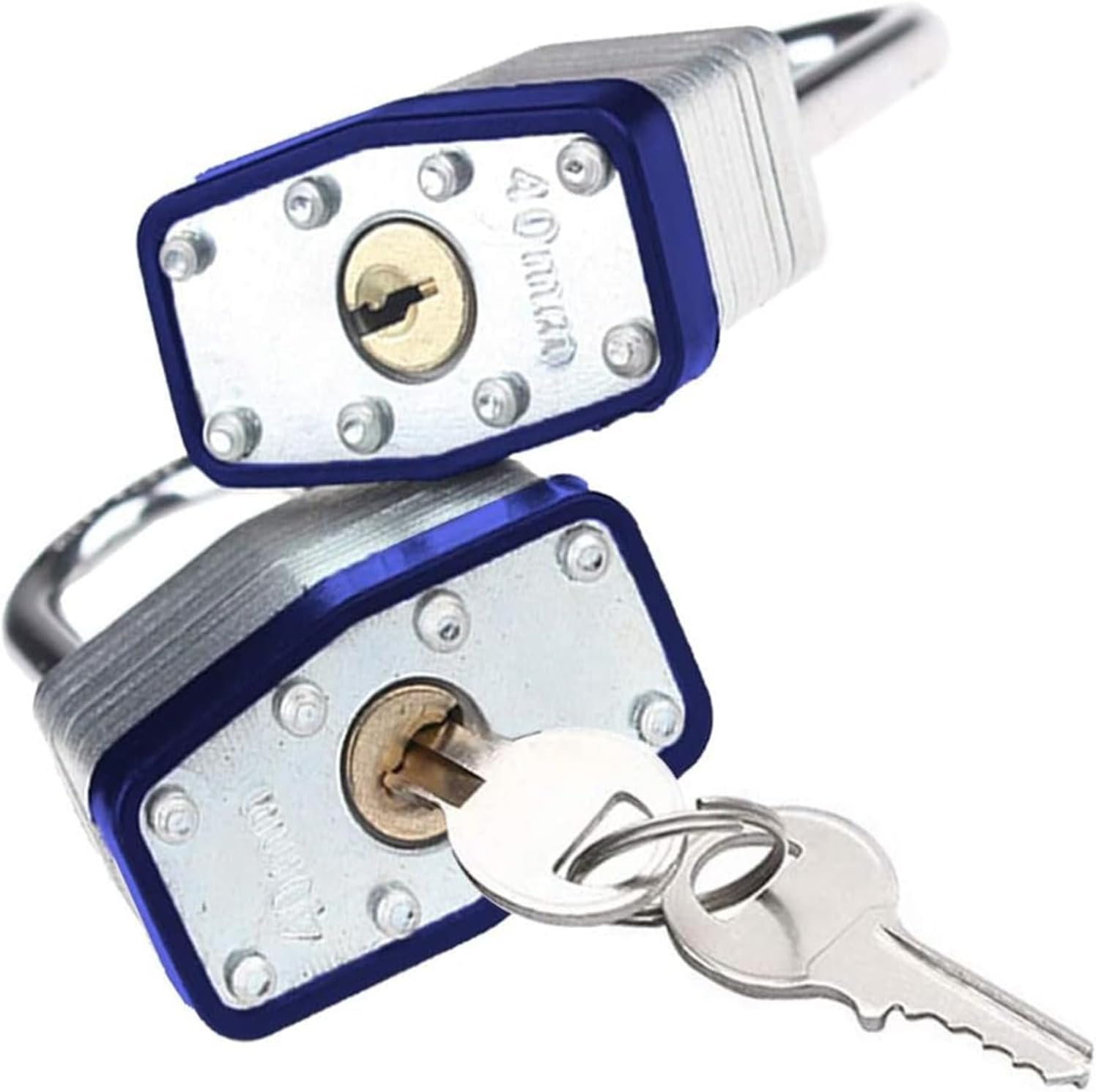 2 Pack Padlock with Keys,40Mm Long Shackle Padlocks Outdoor Heavy Duty Pad Lock, Weatherproof Laminated Padlock for Outdoor Use, Shed, Garage, Fence (2Pcs) image number 2