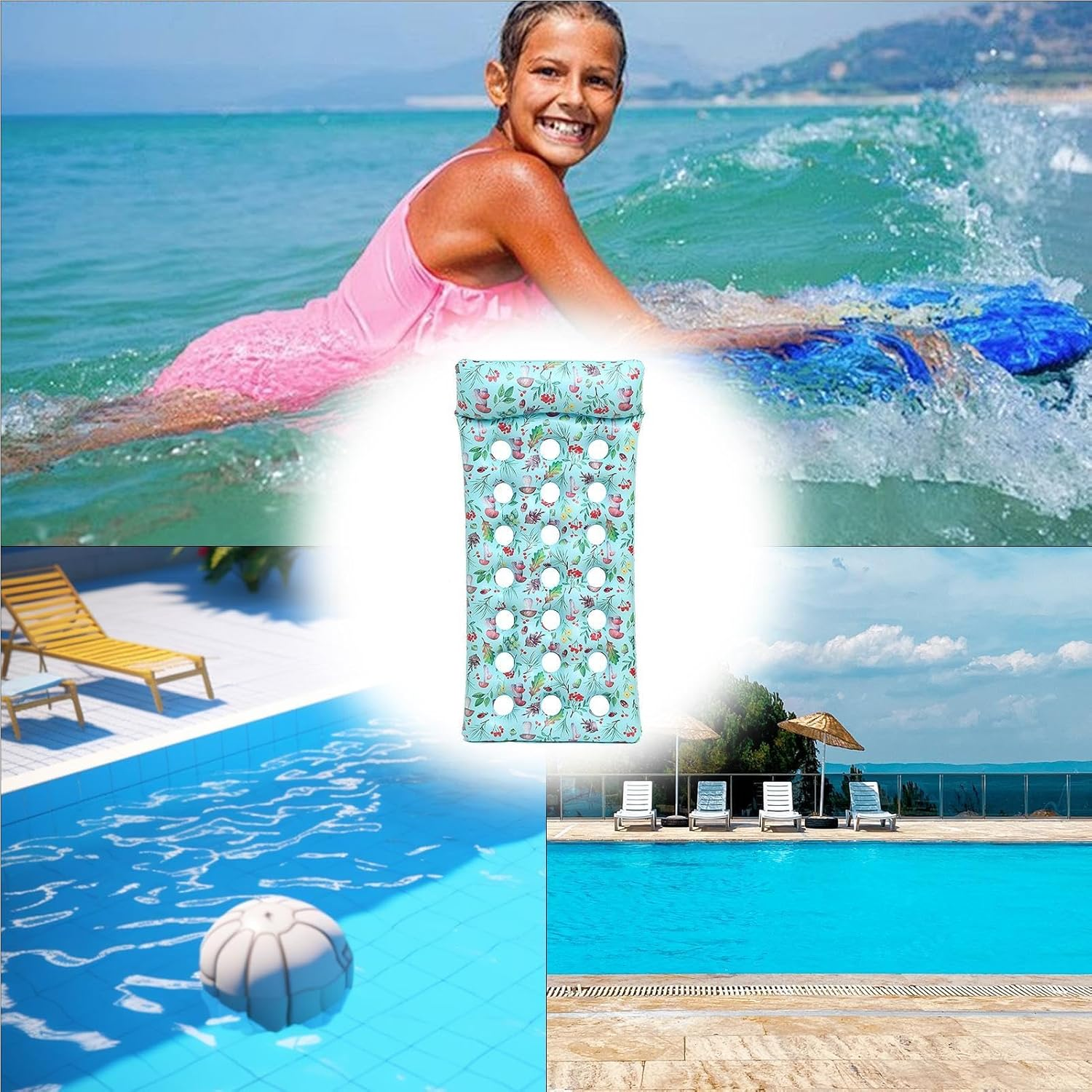 Inflatable Pool Float, Pool Float for Adults - PVC Thick Inflatable Pool Float for Adults, Water Lounger Floatie - 190 X 88 Cm Large Sunbathing Pool Lounge Raft, Lightweight image number 4