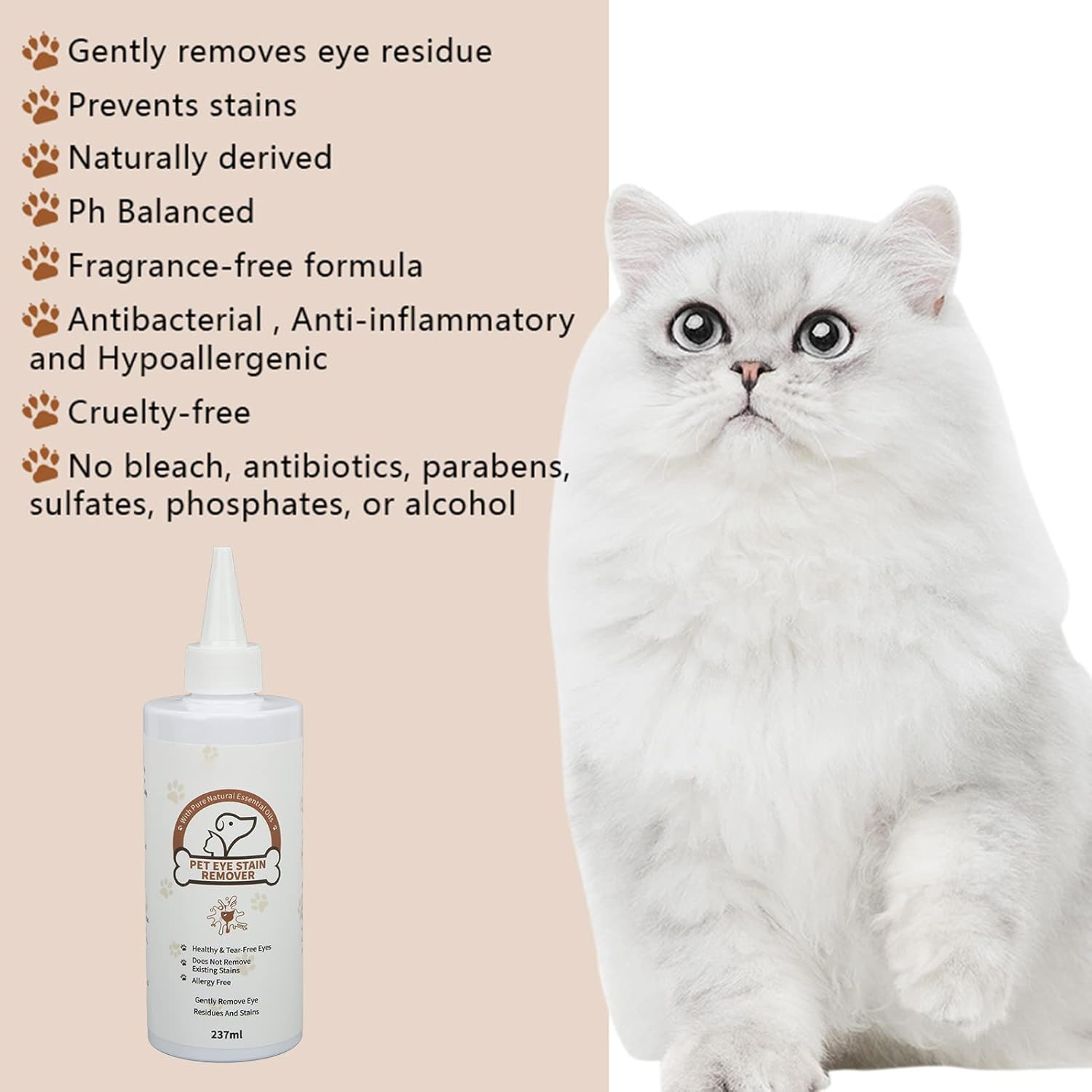 Pet Eye Tear Remover, Eye Stain Remover Dog and Cat Eye Drops Pet Eye Excrement and Eye Dirt Cleansing Agent 237ML for Dogs Cat image number 2