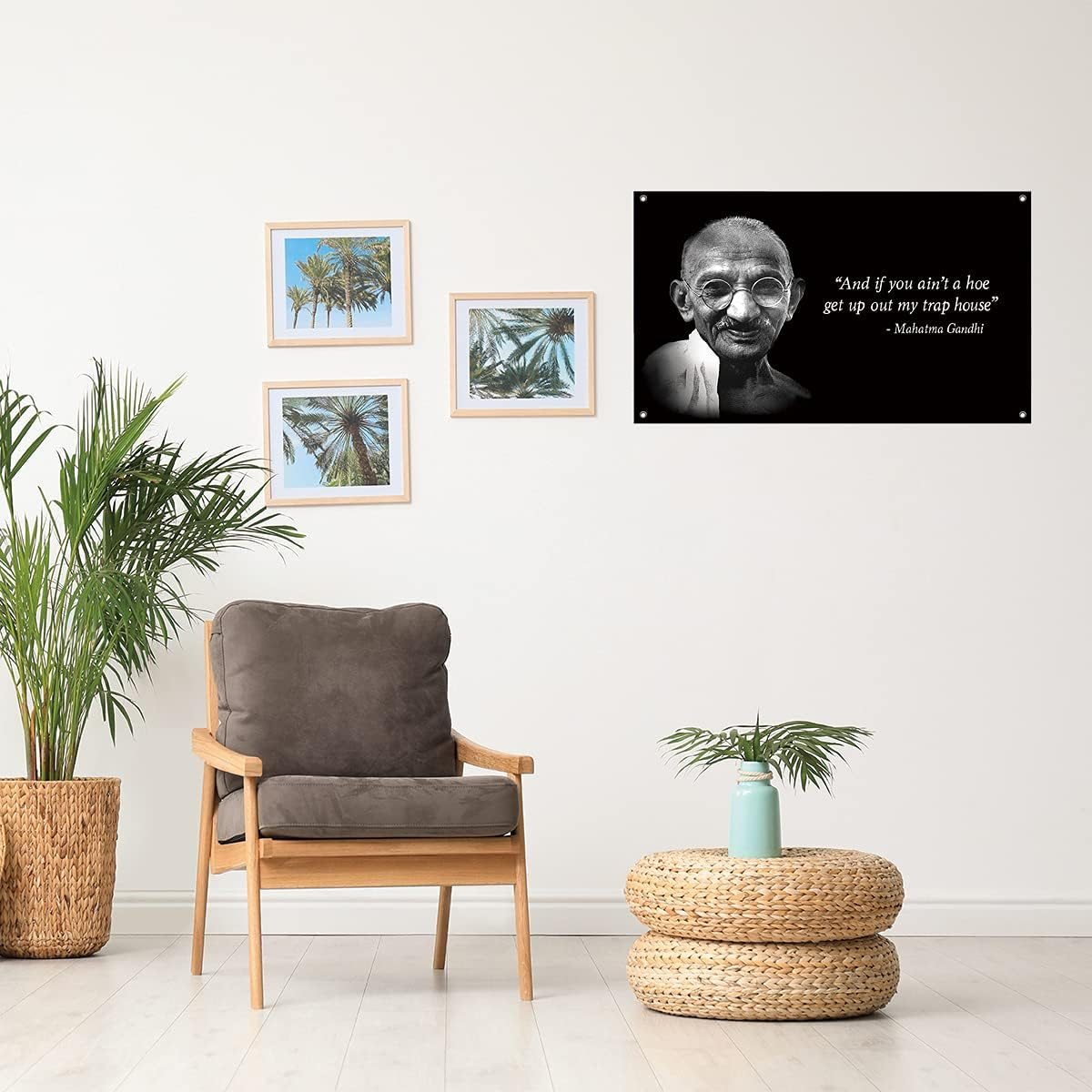 Gandhi Flag 3X5 FT Banner Dorm Banner with Four Brass Grommets for College Party Indoor Decorations image number 2