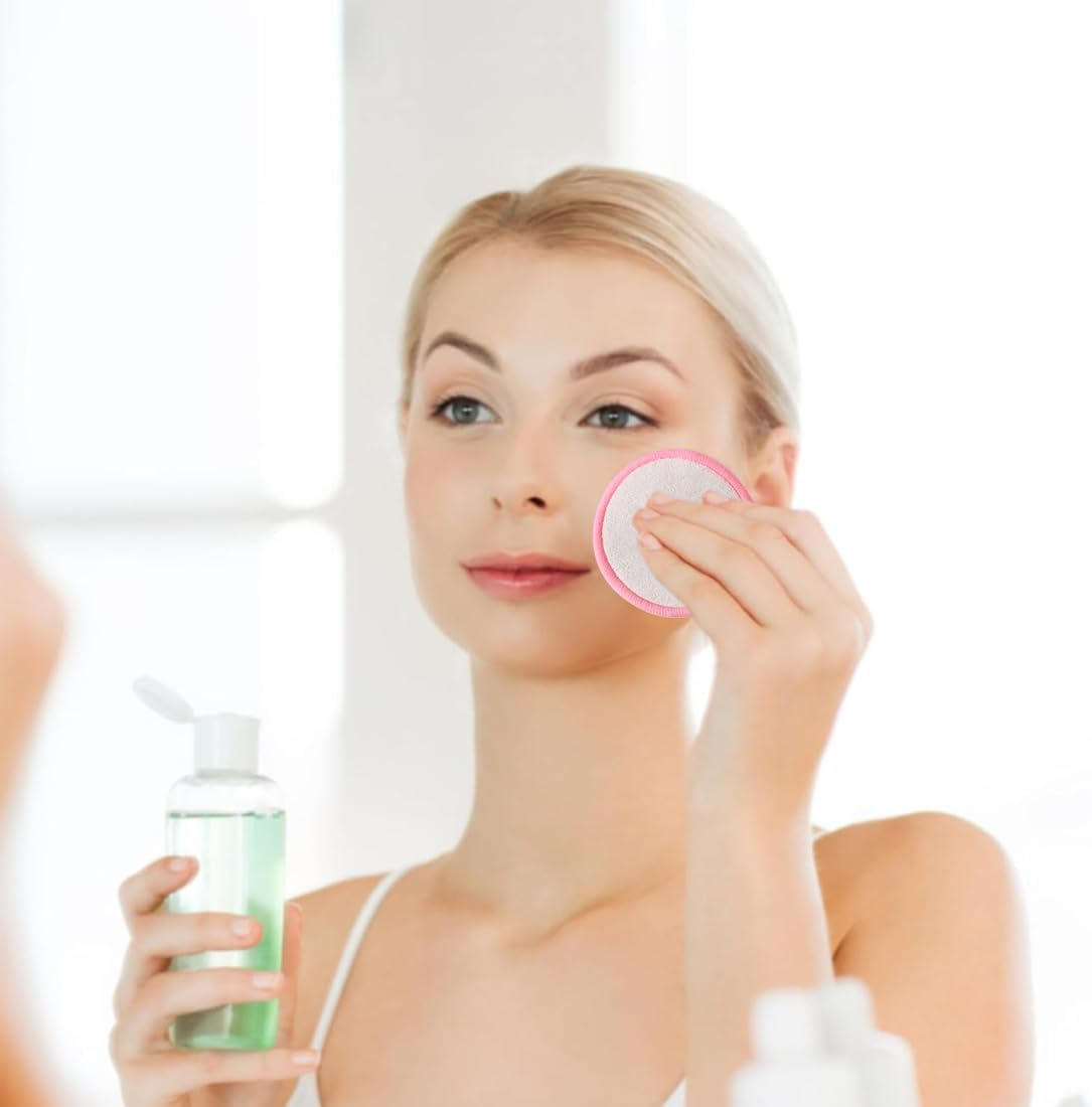 Pack of 20 Make-Up Pads Washable, Reusable Cotton Pads Made of Bamboo and Cotton, Reusable Microfibre Make-Up Pads for Facial Cleansing and Skin Care image number 4