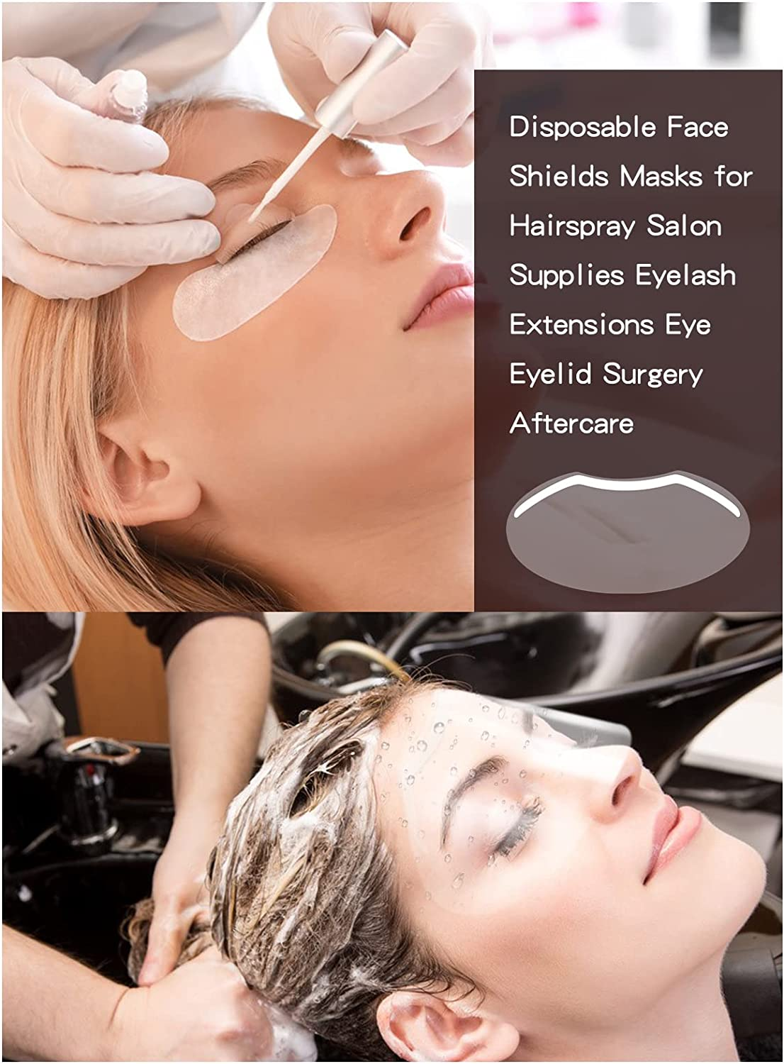 EBANKU 200 PCS Microblading Permanent Makeup Shower Face Shields Visors, Disposable Face Shields Masks for Hairspray Salon Supplies and Eyelash Extensions Eye Eyelid Surgery Aftercare image number 5