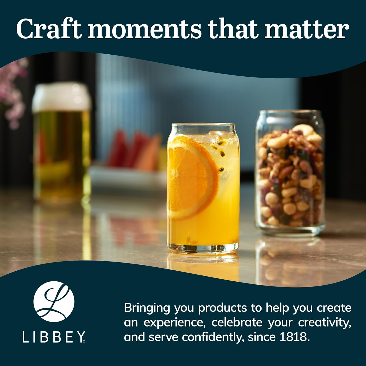 Libbey Classic Can Tumbler Glasses, Set of 4