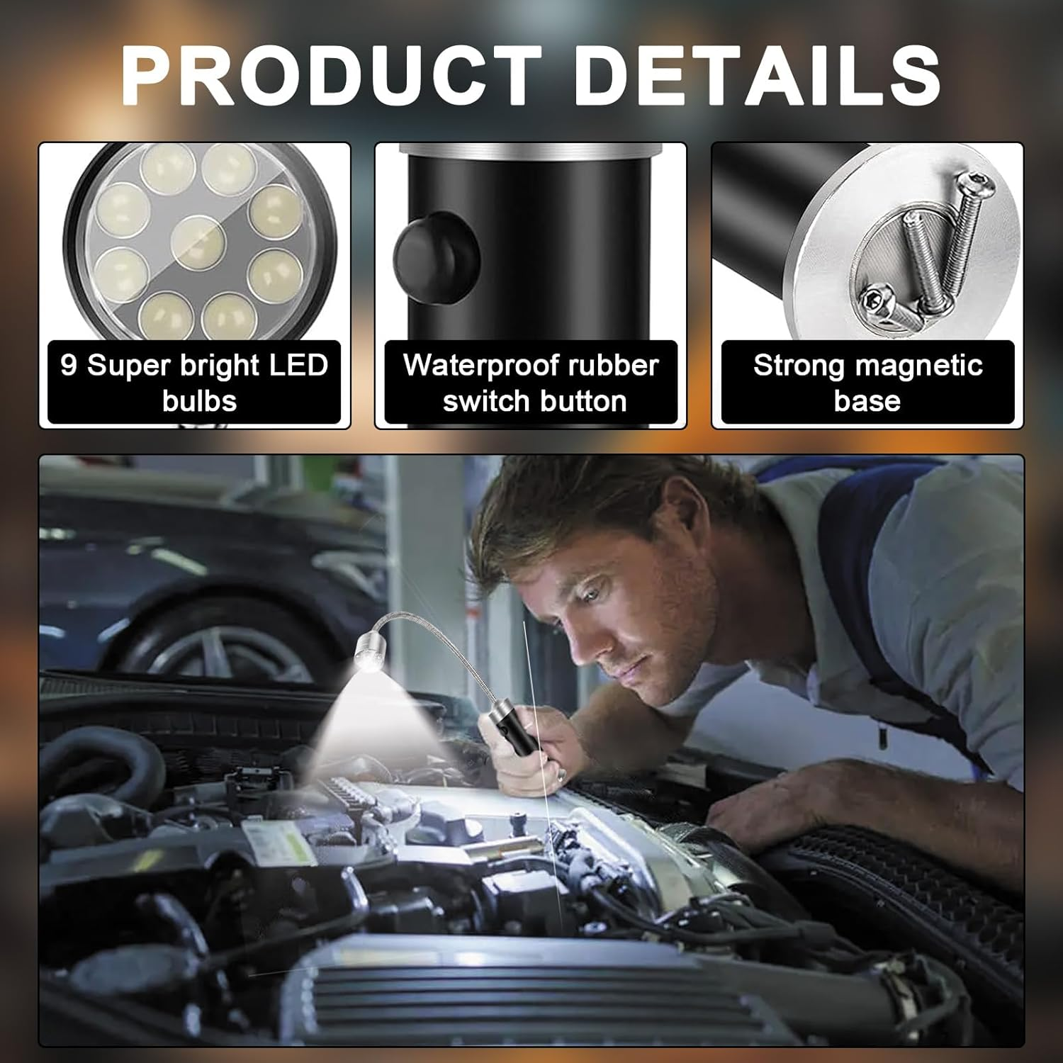 Magnetic Barbecue Grill Light - 2 Pack LED BBQ Light, 360&deg; Flexible Gooseneck, Ultra-Bright, Weather Resistant, Adjustable for Gas/Charcoal/Electric Grills image number 2