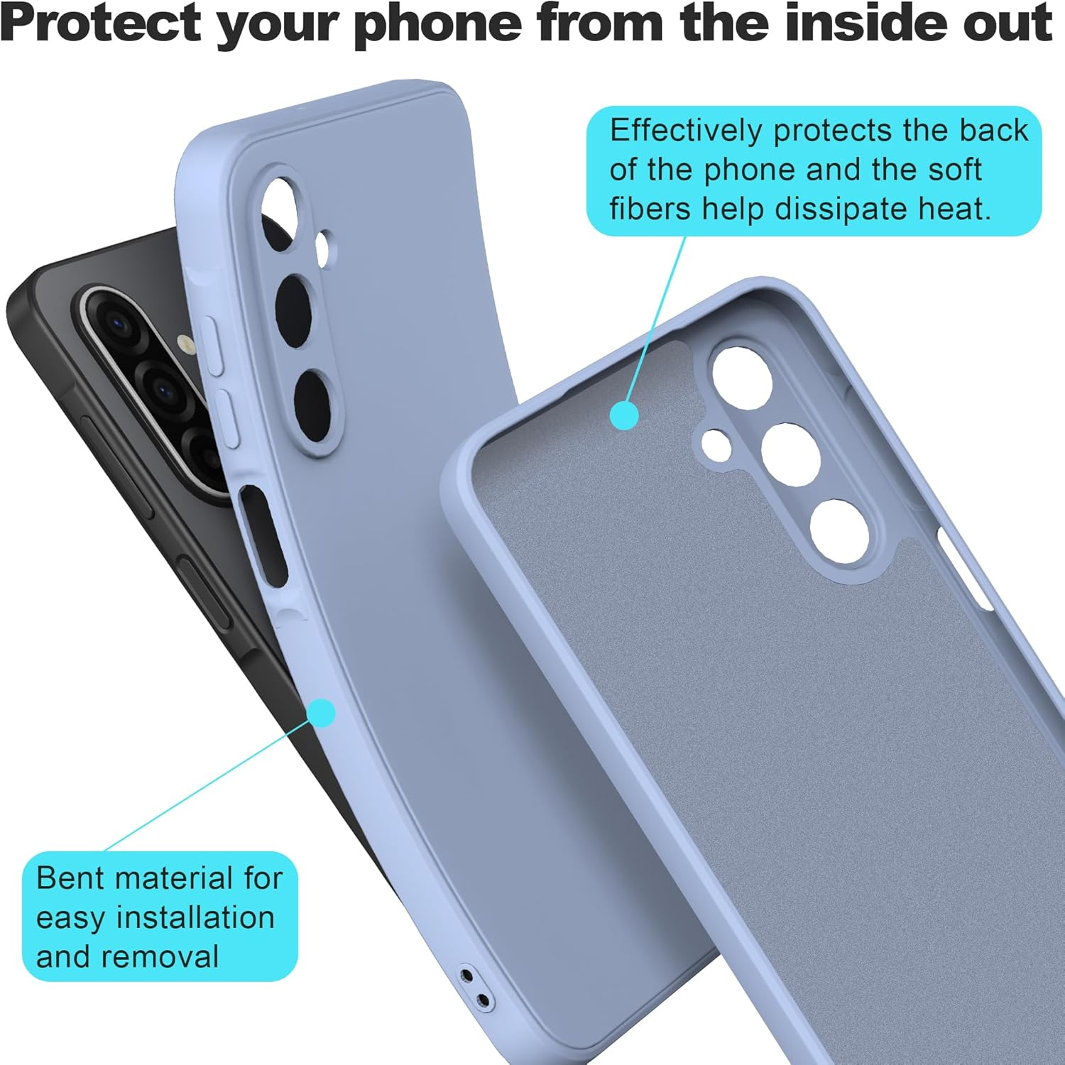 Compatible with Samsung Galaxy A17 5G Case with 2 Protective Films, Mobile Phone Case Liquid Silicone TPU Protective Case Thin Back Cover - Purple