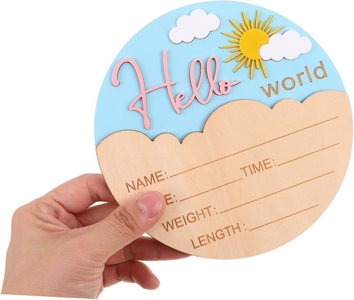 Milisten Elegant Birth Plaque for Newborn Photo Prop Unisex Design for Shower Nursery and Hospital Use Timeless Keepsake for Celebrating Arrival image number 2