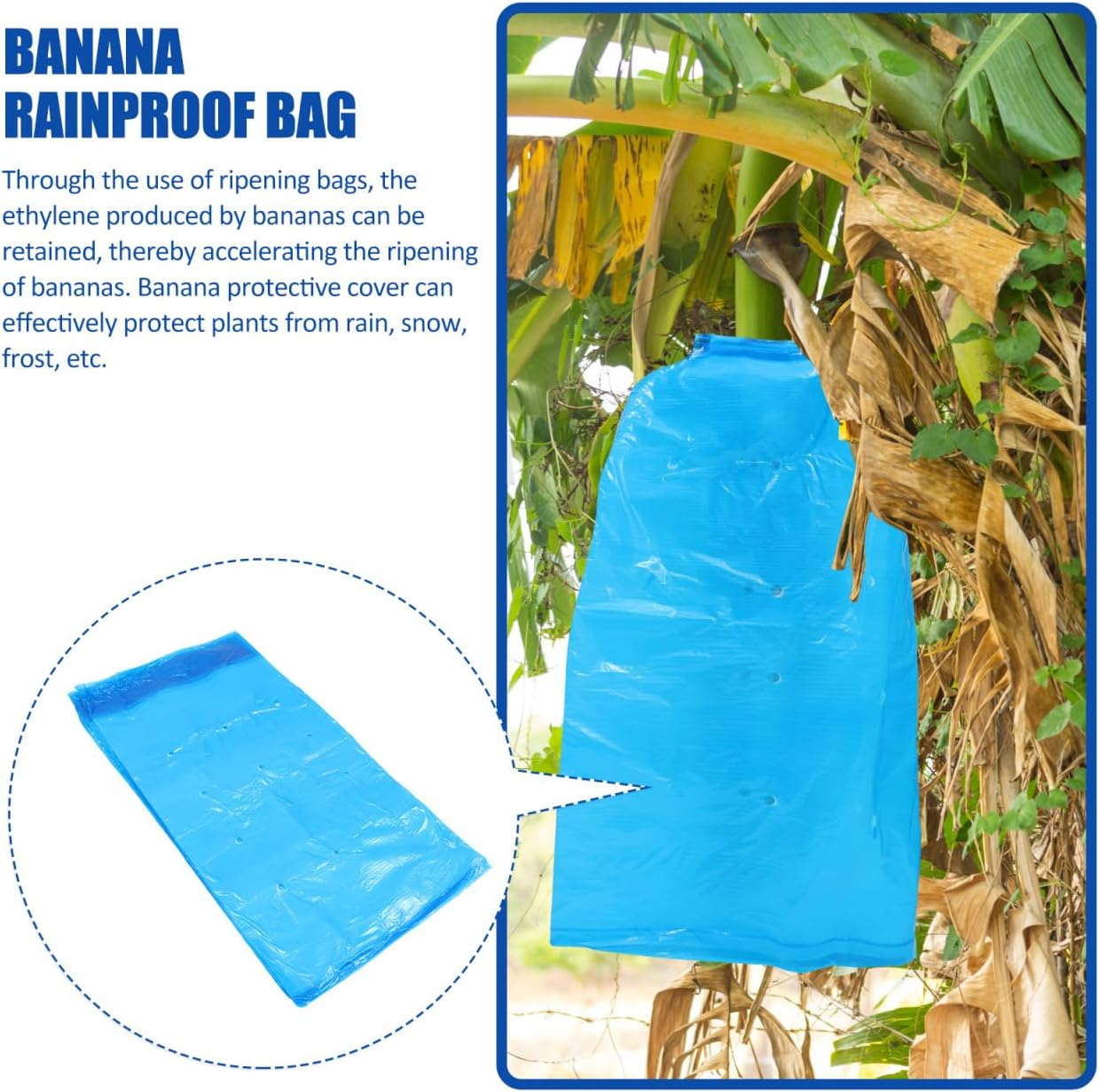 Toddmomy Banana Grow Bags: 5Pcs Pe+Nonwoven Fabric Plant Covers | Rainproof Frost Protection Sleeves for Orchard Ripening 135X74Cm image number 2