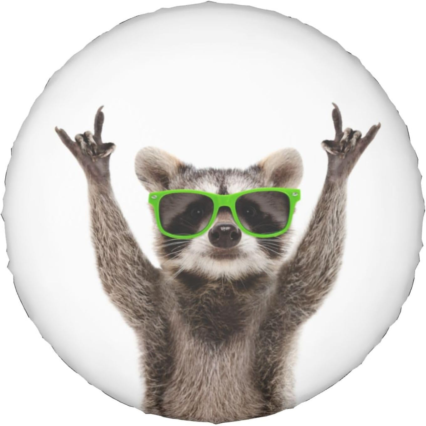 Funny Raccoon in Green Sunglasses Spare Tire Cover Cute Animal Tire Wheel Covers Waterproof Weatherproof Wheel Tire Protector Tyre Covers Universal for Trailer RV SUV Vehicle Motorhome Travel 14 Inch