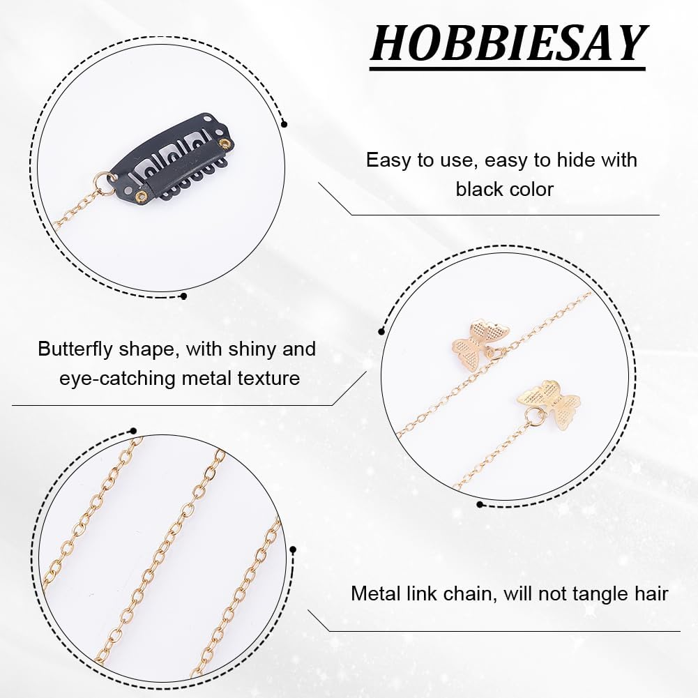 HOBBIESAY 2 Pairs 2 Colours Alloy Butterfly Braided Hair Chain Gold and Silver Butterfly Long Hair Links Long Tassel Weave Headbands Glitter Hair Extensions image number 3