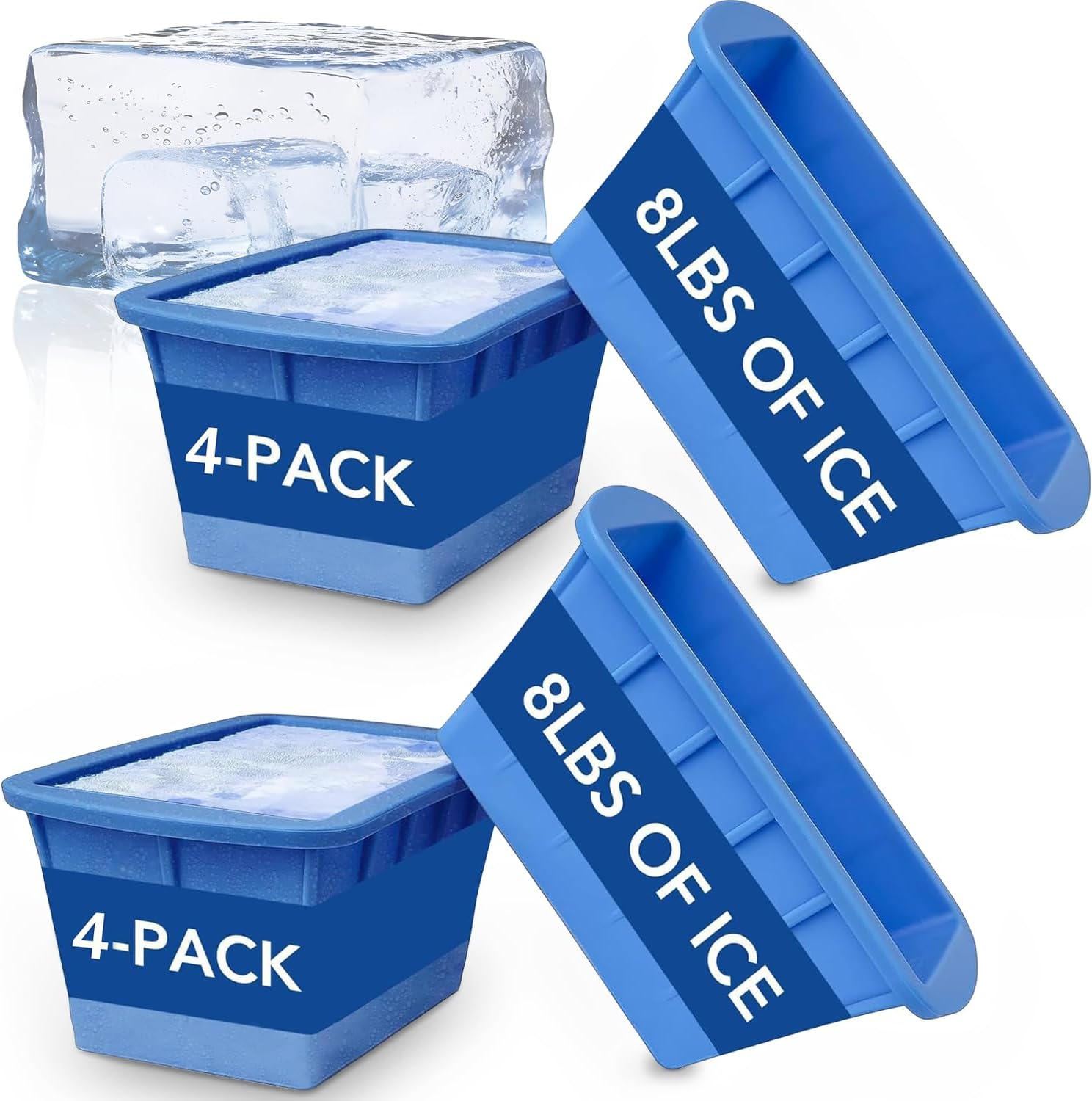 Plunge Lab Extra Large Ice Block Mold, 2-Pack, 8Lb Ice Block, Ice Maker for Cold Plunge or Coolers, Reusable Steel Reinforced Silicone Molds, Big Ice Cube Molds, Ice Bath Chiller, Ice Tray image number 1