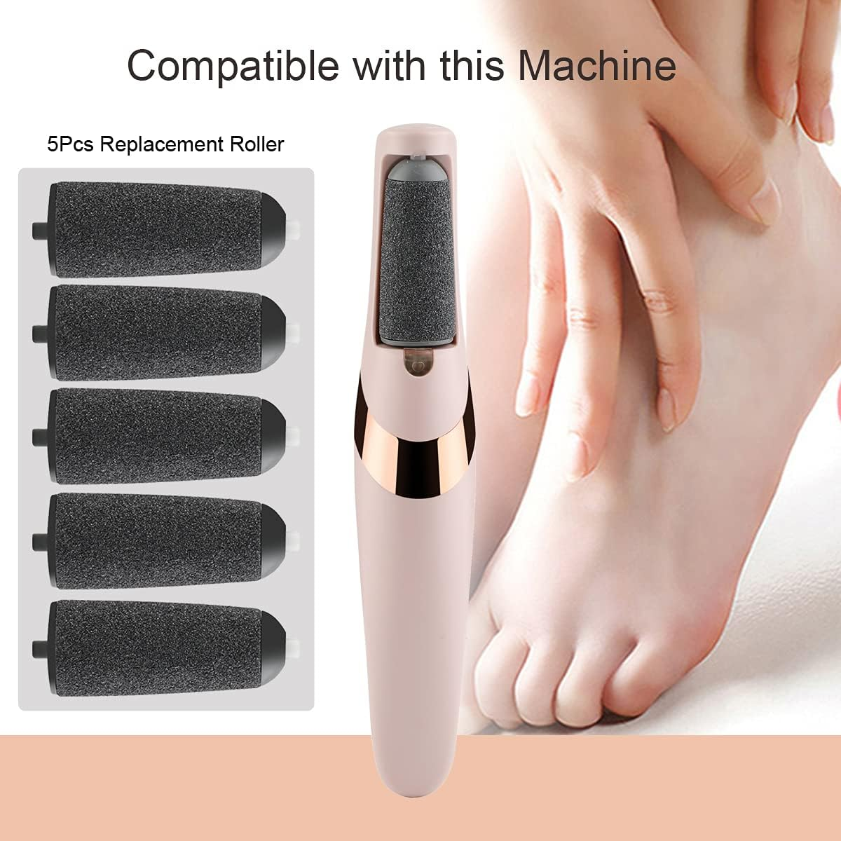 5 Pack Black Coarse Replacement Roller Refills Compatible with Finishing Touch Flawless Pedi Electric Tool File Include a Cleaning Brush image number 6