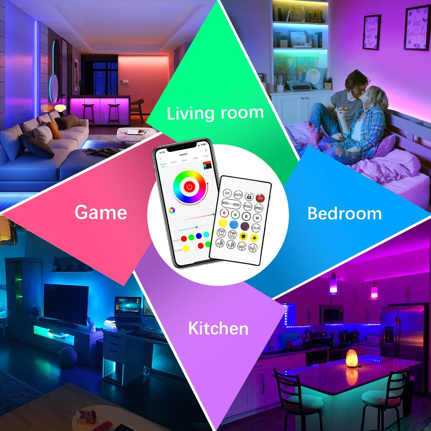 Cozylady Wifi LED Strip Lights 15M(2Rolls of 7.5M), Smart RGB Light Strips Compatible with Alexa, Google Home, APP Control,Music Sync RGB Lights for Bedroom Children'S Room Party Decor Gift image number 3