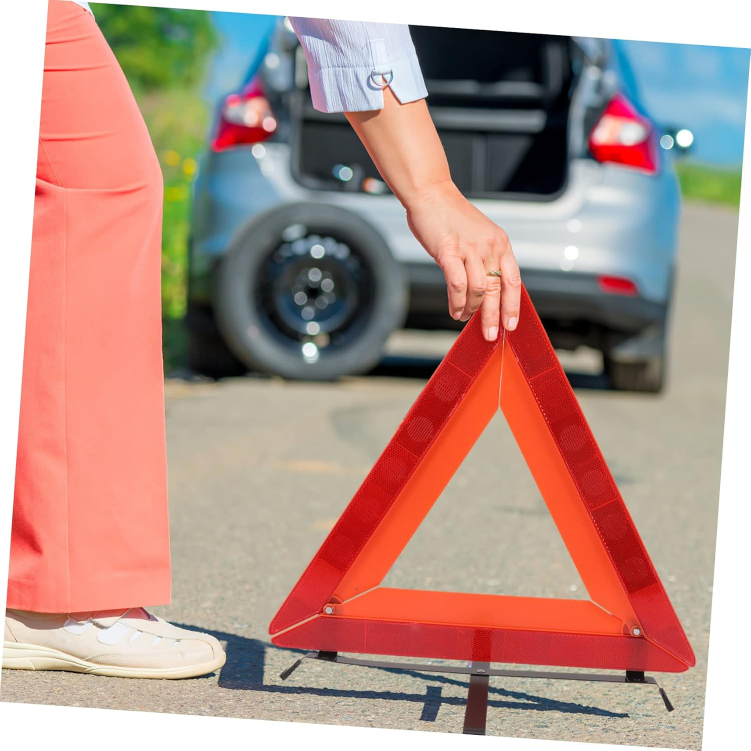 Warning Triangle Reflective Roadside Safety Triangle Frame Reflector for Car Emergencies Reflective Tape image number 1