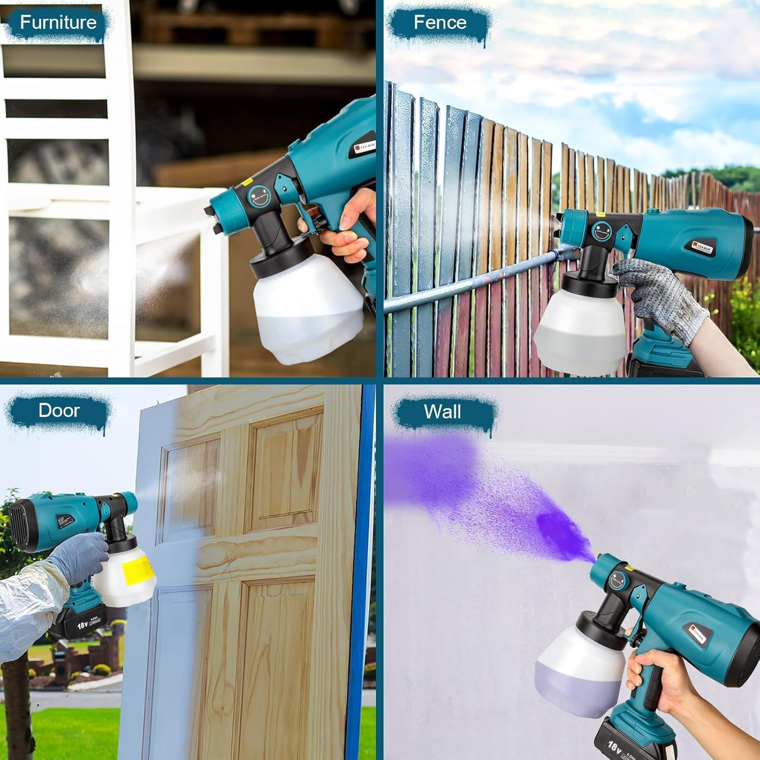 Cordless High Pressure Airless Spray Gun Paint Sprayer for Makita 18V Battery image number 3