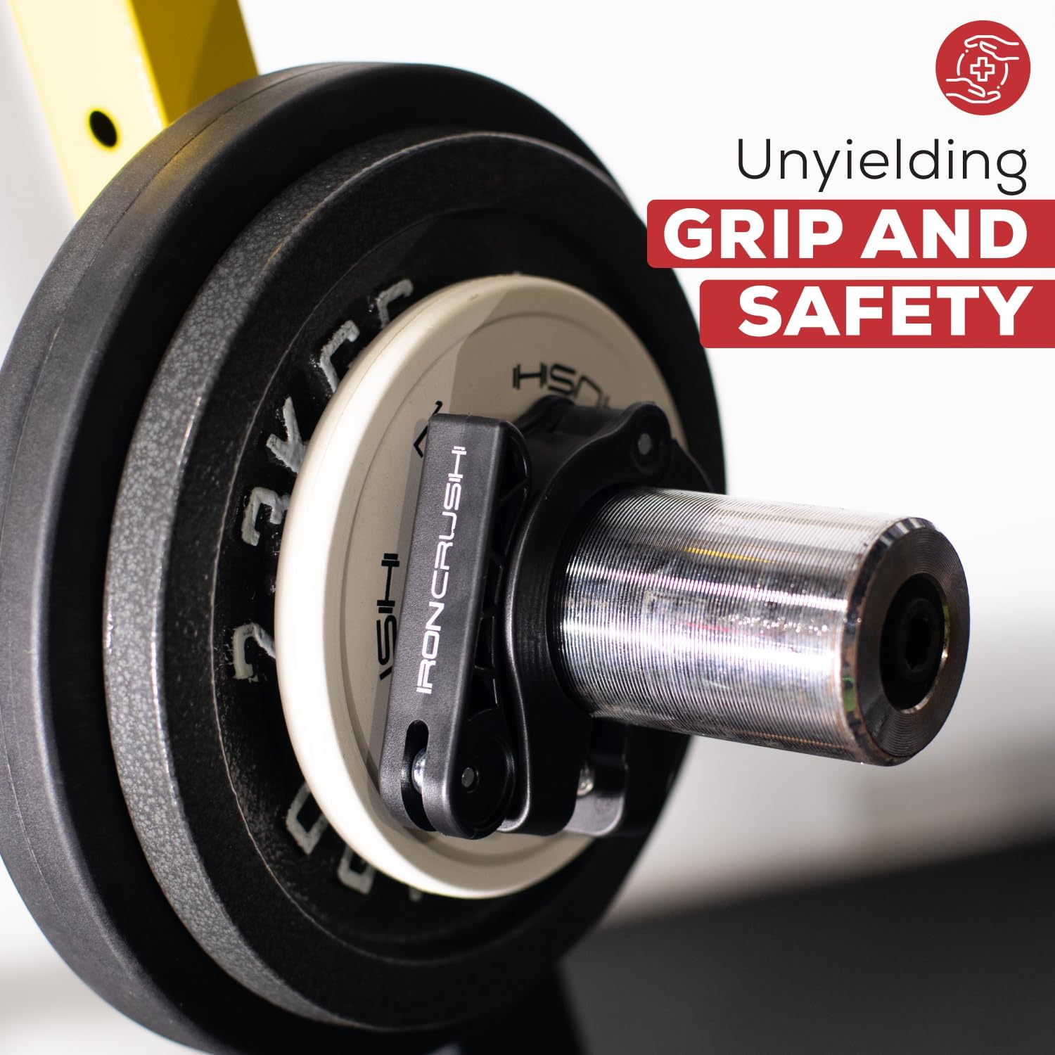 Iron Crush Olympic Barbell Clips - Adjustable & Slim Gym Clamps for Maximum Weight Capacity - Quick Release Barbell Collar Bar Locks for Weight Lifting Fitness Training (Blue)