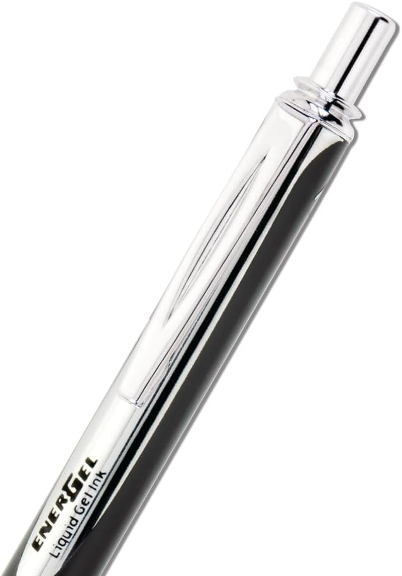 Pentel Energel Metallic Liquid Gel Pen 0.7Mm Medium Nib Black Barrel Black Ink in a Premium Case (BL407A-PBOX) - Black image number 5