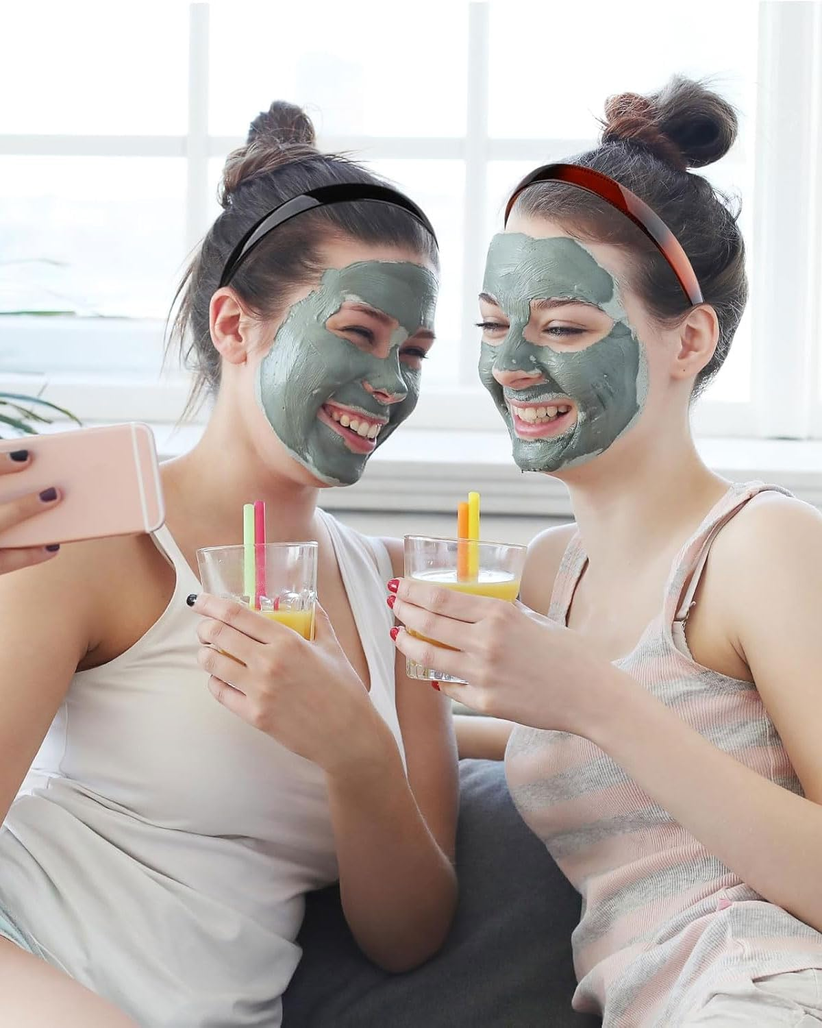 IPNSDON 2 Pieces Hair Scrunchies, Double Row Hair Scrunchies, Non-Slip Hair Ties, Toothed Black and Brown Hair Scrunchies Accessories, Hair Ties for Women, DIY Hair Accessories with Pink Comb image number 2