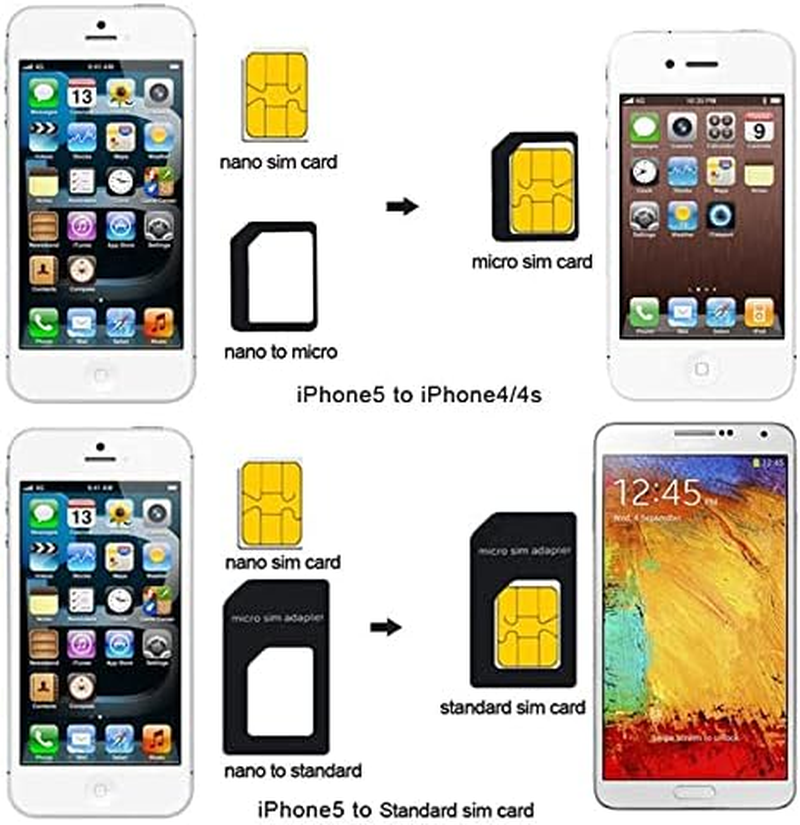 3 in 1 Nano SIM Adapter 4 in 1 Nano to Micro Nano to Standard SIM Card and Micro to SIM Card + SIM Remover