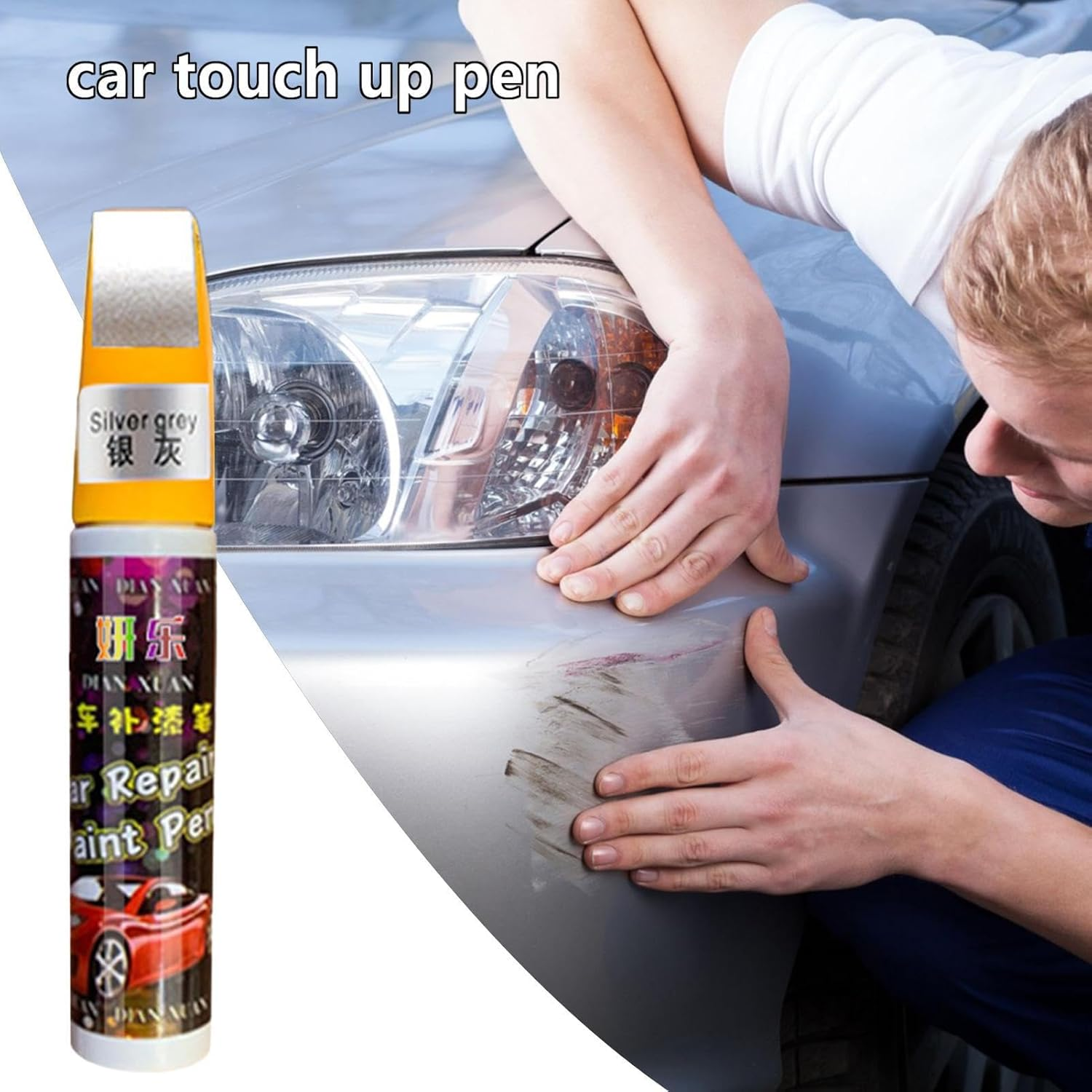 Car Paint, Brush for Scratch Chip Repair, Car Scratch Remover Lacquer Repair Body Paint, Fill Paint for All Vehicle Truck Automotive Repair Marker - Bright Silver image number 7
