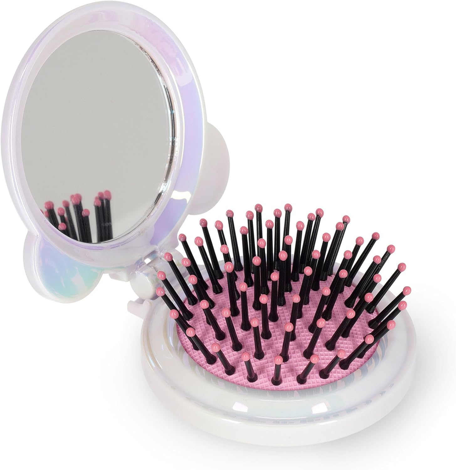 Legami - Cute Panda Theme Hair Brush with Mirror, Foldable Brush, Opens and Closes with One Click, Convenient and Convenient to Take Anywhere