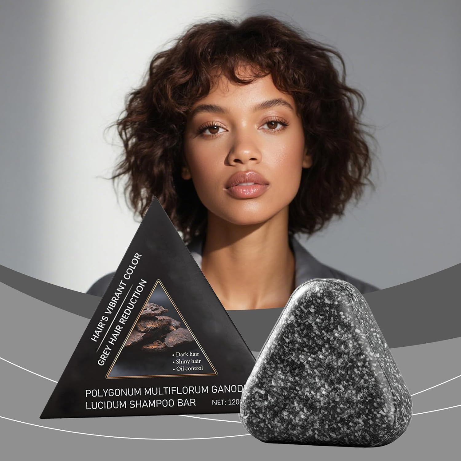 Black Triangular Polygonum Multiflorum Shampoo Bar - Moisturizing & Strengthening | Gentle Cleansing for All Hair Types, Long-Lasting & Travel-Friendly (1Pcs) - 1Pcs image number 3