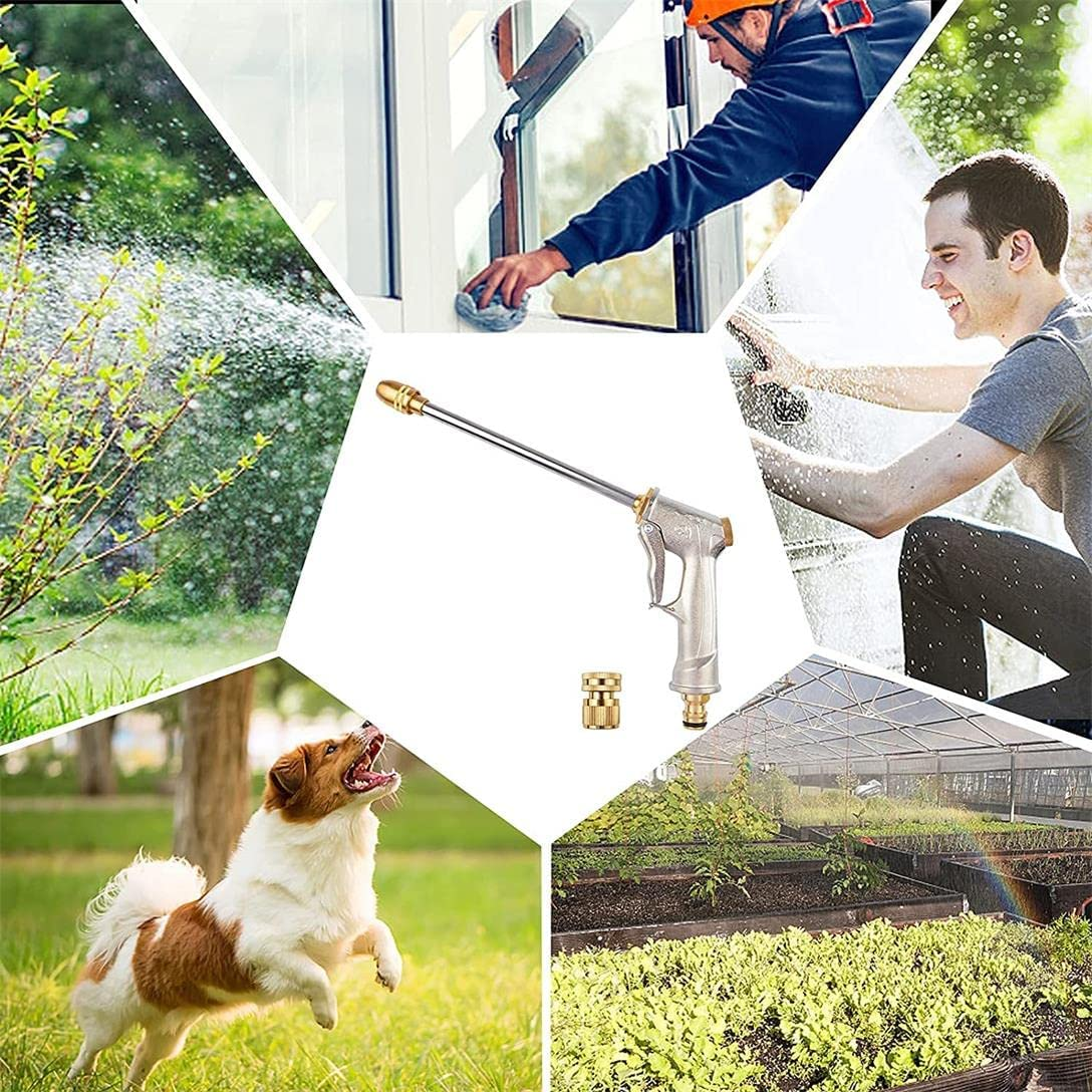 Garden Hose Nozzle,High Pressure Water Hose Nozzle Sprayer, 3/4 Extra-Strong Solid Brass Connectors for Garden Hose, for Watering Plants,Lawn& Garden,Washing Cars,Cleaning,Showering Pets & Outdoor Fun image number 2