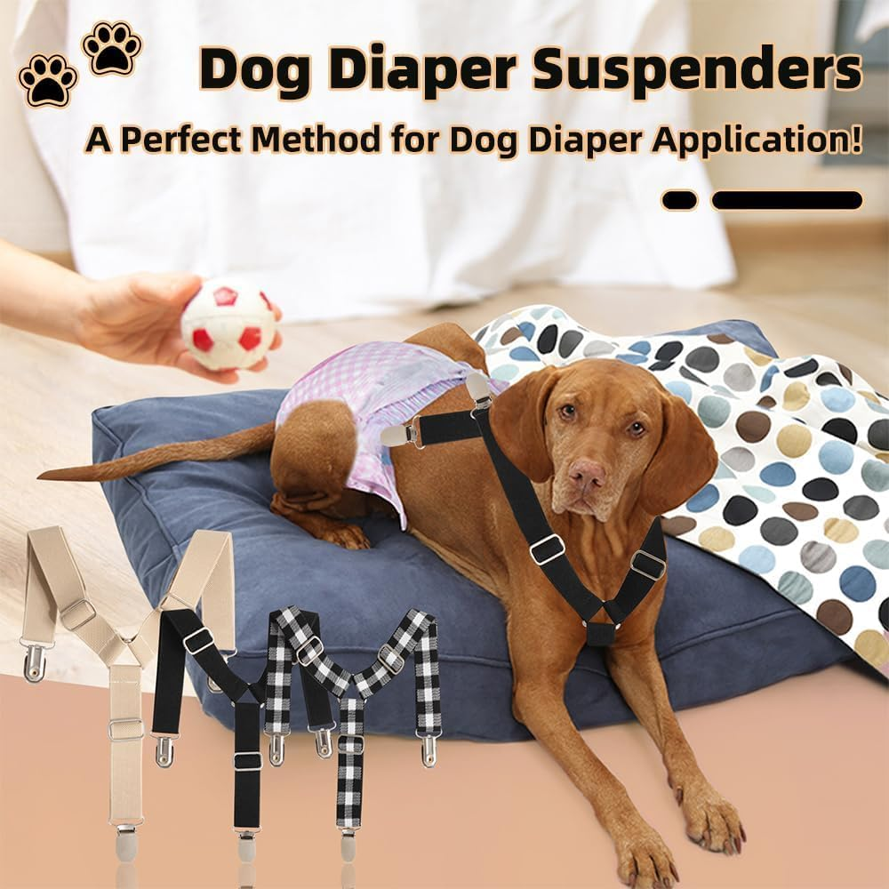 Small Dog Nappies Suspenders 3Pcs Washable Adjustable Pet Diaper Keeper for Female/Male Doggy, Comfortable Season Pants, Period Pants image number 2