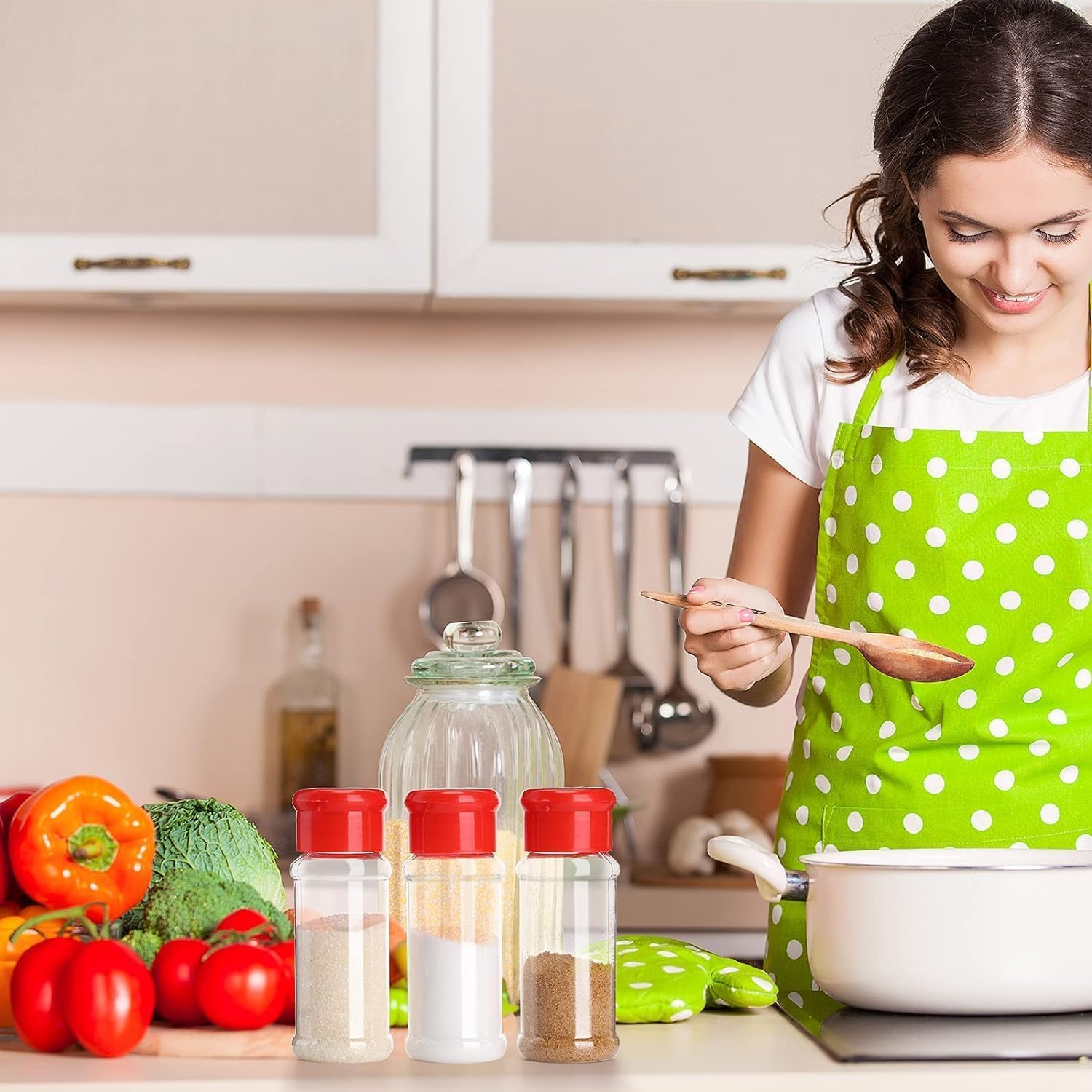 Set of 2 Transparent Salt Shakers, Pepper Shakers, Plastic, Salt and Pepper Shaker Set, Dressing and Spice Dispenser, Storage and Organisation image number 6