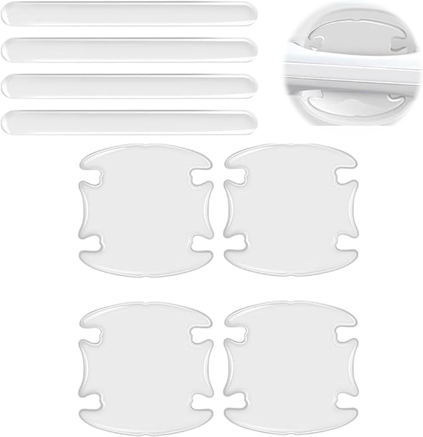 Xolixorium Car Door Handle Protectors 8Pcs Clear Anti-Scratch Stickers Universal Fit Paint Protection Film for Door Handle Bowl image number 6