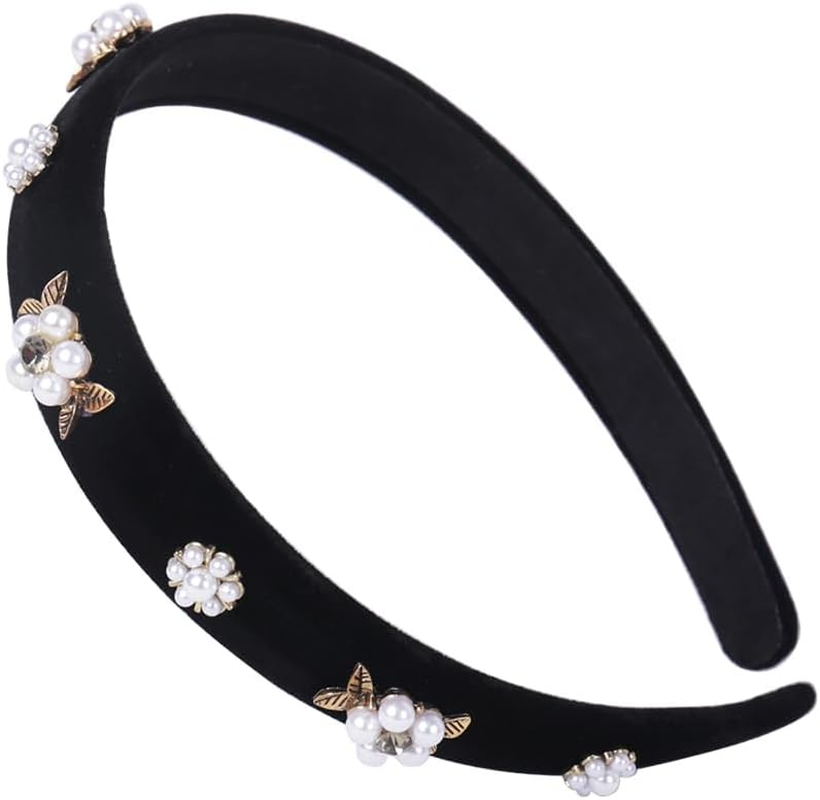 Lislic Women'S White Pearls Pleats Headbands for Women Non Slip, Boho Wide Pearl Cloth Headband, Girls Hair Accessories Christmas Gift (Cream Pleats) image number 4