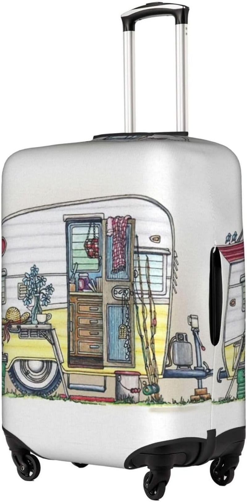 Odddot Happy Campers Print Travel Luggage Cover,Suitcase Protector Cover, Washable Baggage Covers,For 18-32 Inch Luggage, Happy Campers, Medium image number 6