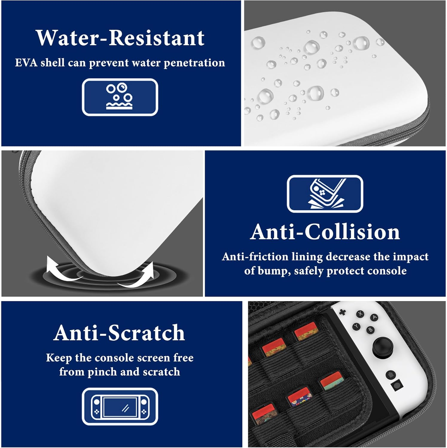 Geekria Protective Set Compatible with Nintendo Switch 2, Travel Carrying Case & HD Clear Screen Protector, Including Non-Slip Rocker Cover, Game Accessories Kit (White) image number 1