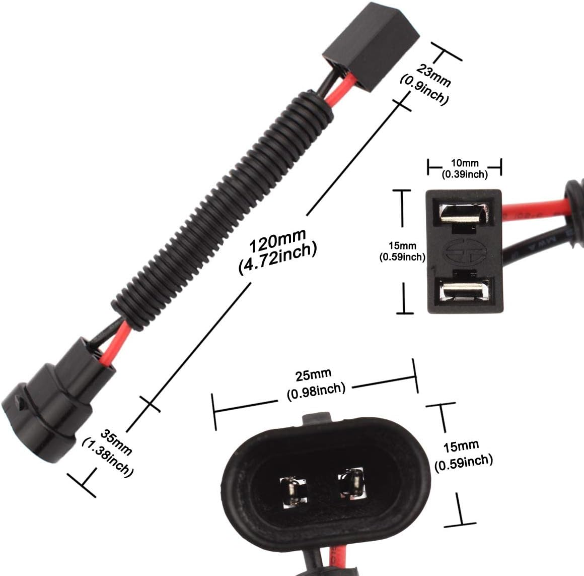 TOMALL 9005 9006 to H7 LED Headlight Retrofit Wiring Harness Connector Socket Adapter 12Cm(5Inch) image number 3
