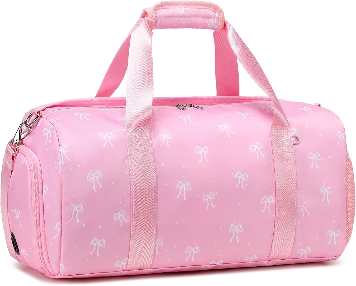 Kids Dance Bag Gymnastics Bag Girls Boys Duffle Bag Gym Sports Ballet Bag with Shoe Compartments, Girls Overnight Weekender Carry on Travel Bag, Cherry Pink