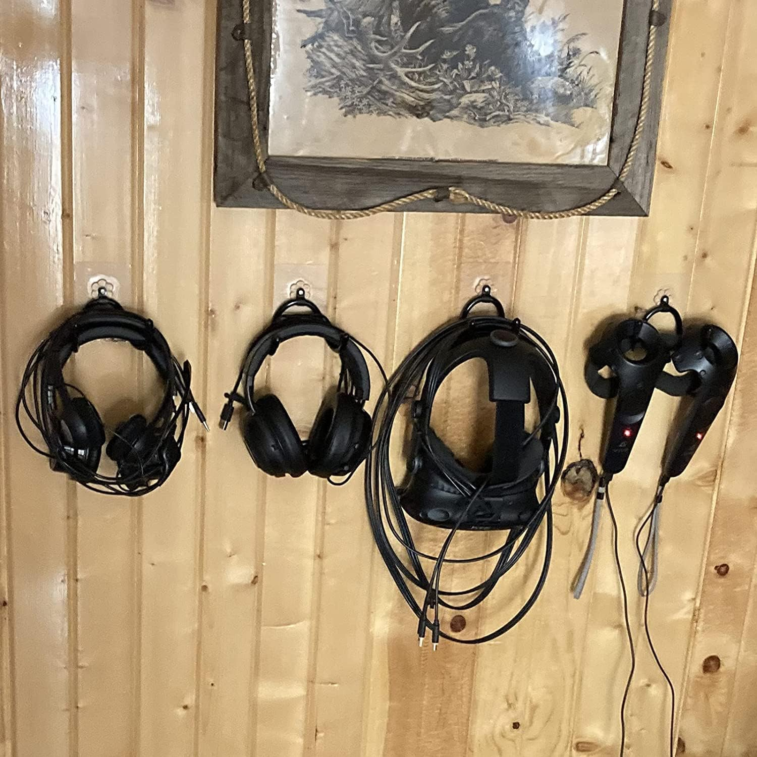 3 Pack Universal Self-Adhesive Game Controller Wall Mount Storage Organizer Stand Holder Hanger for Xbox One PS4 Switch Pro Controller,Headphone,Cables,Etc - No Drilling, Stick On image number 3