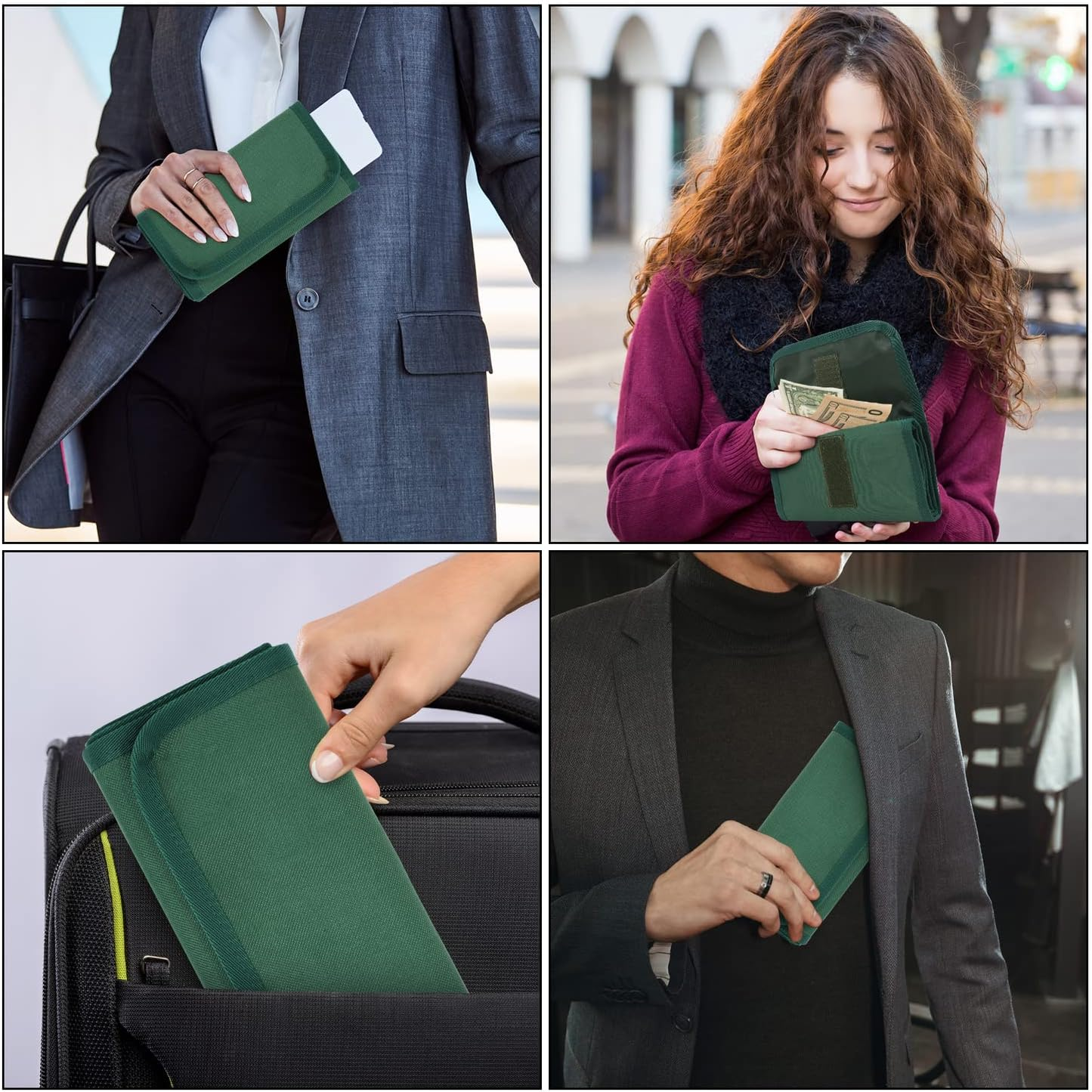 Money Wallet, Money Organizer for Cash with 6 Zippered Pocket Multipack Money Pouch, Cash Bill Organizer, Envelope Wallet Money Bag Small Travel Money Holder for Budgeting, Receipt and Tips (Green) image number 4