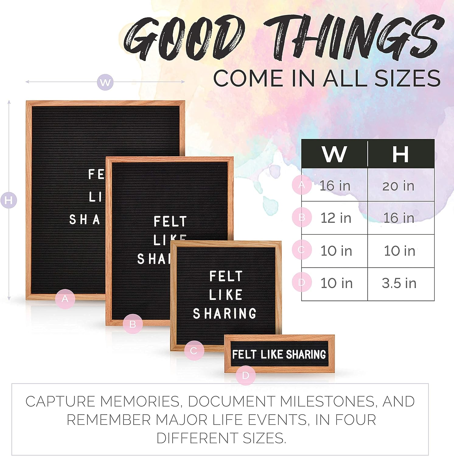 Felt Letter Board 10X10 Inches. Changeable Letter Boards Include 300 Plastic Letters & Oak Frame. 10"X10" Colorblock Black & White image number 4