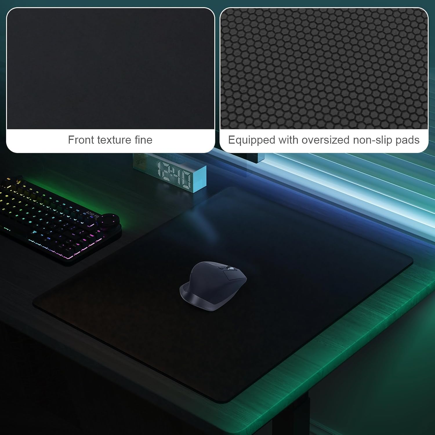 DAWNTREES Glass Mouse Pad, 50X40Cm Game and Office Mouse Mat, Suitable for Fast and Precise Control of Various Types of Mice (Black) image number 1
