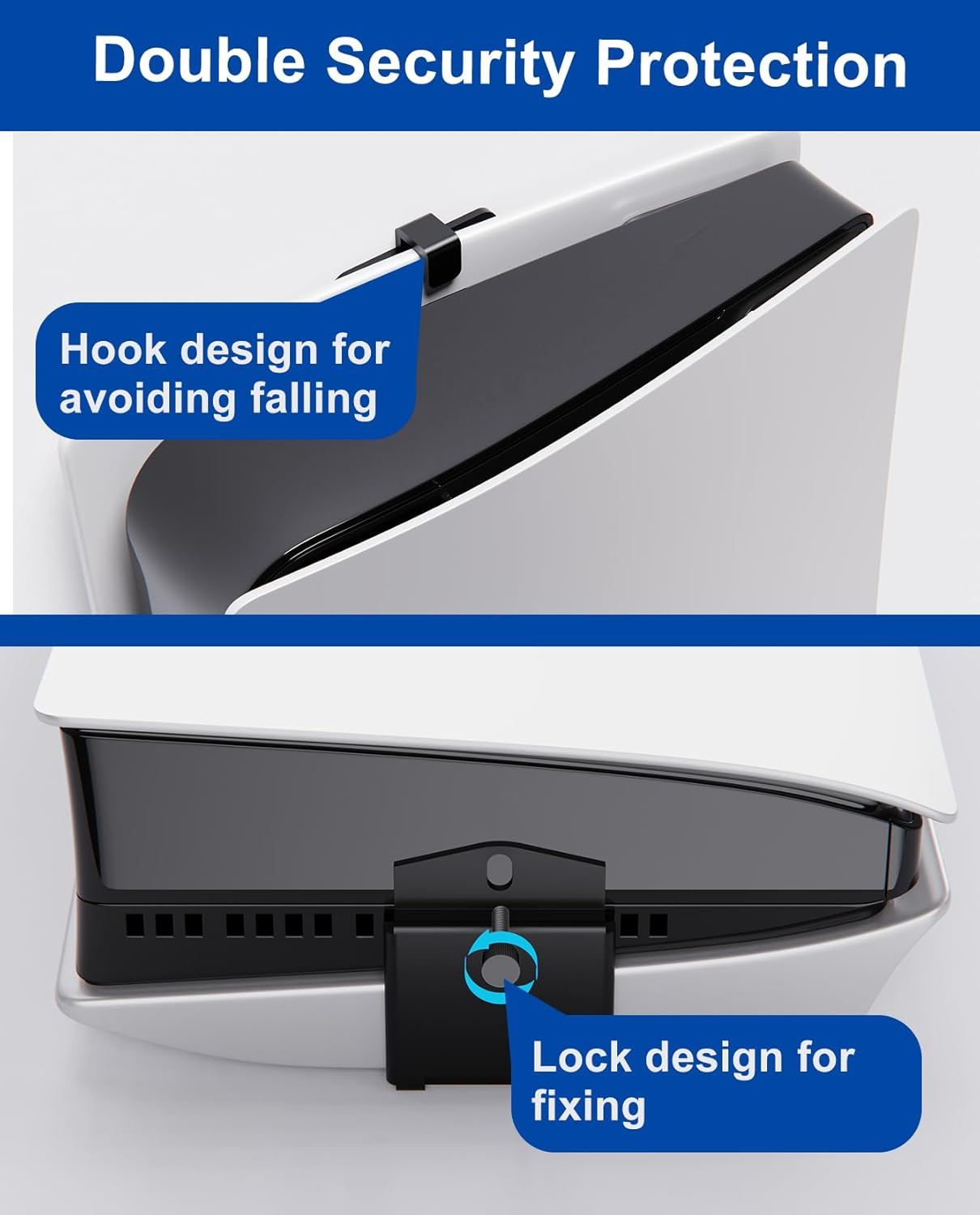 ALIENERGY PS5 Wall Mount for Playstation 5 Console - Sleek Hidden Design for Mounting near or behind TV, 2 Controller & Headset Holders Included (PS5 Slim) image number 2