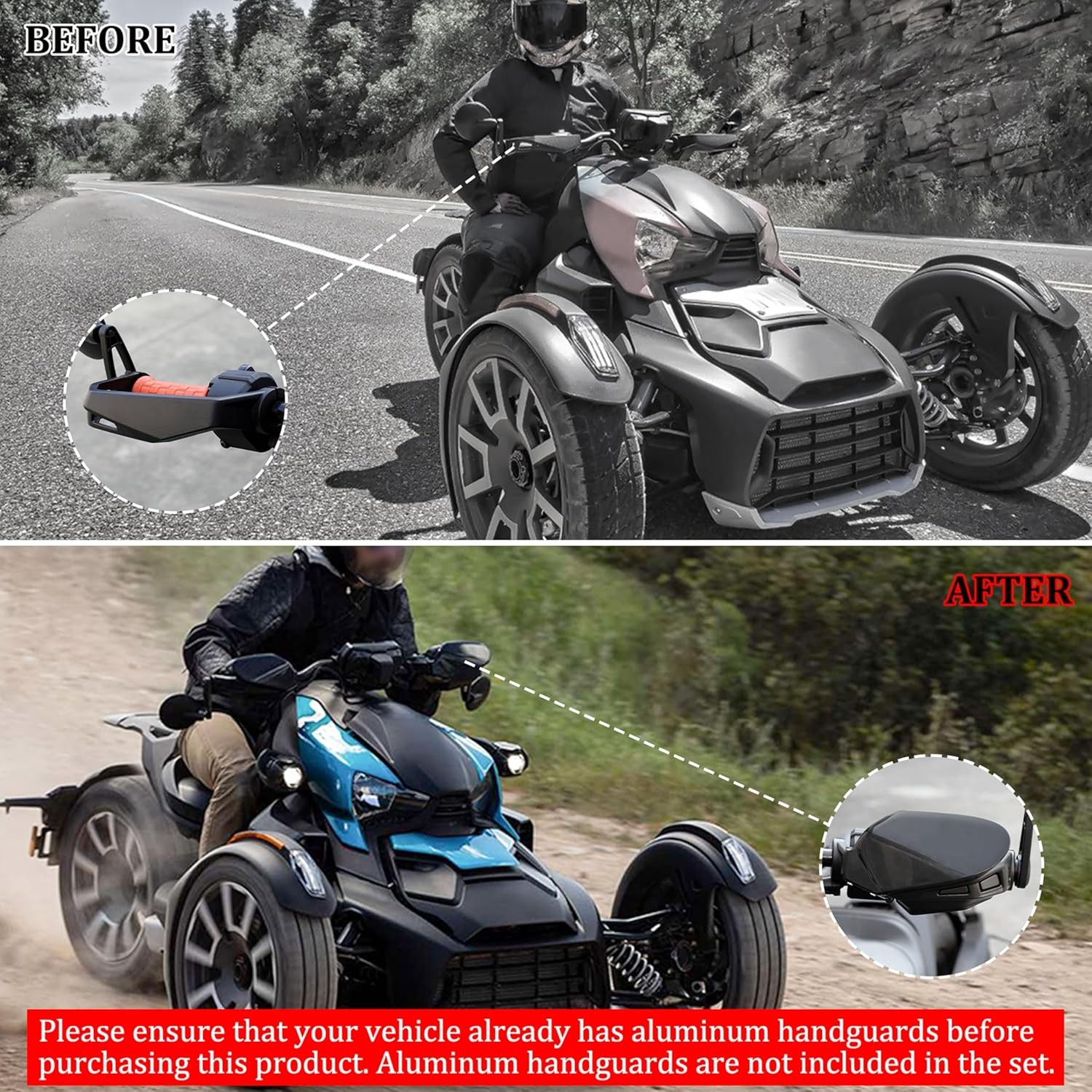 SAUTVS Black Handguards Protector Wind Deflector for Can Am Ryker, Plastic Hand Guards Air Deflector Kit for Can-Am Ryker 600 900 Sport Rally Edition All Models Accessories (2PCS, Replace #219400894)