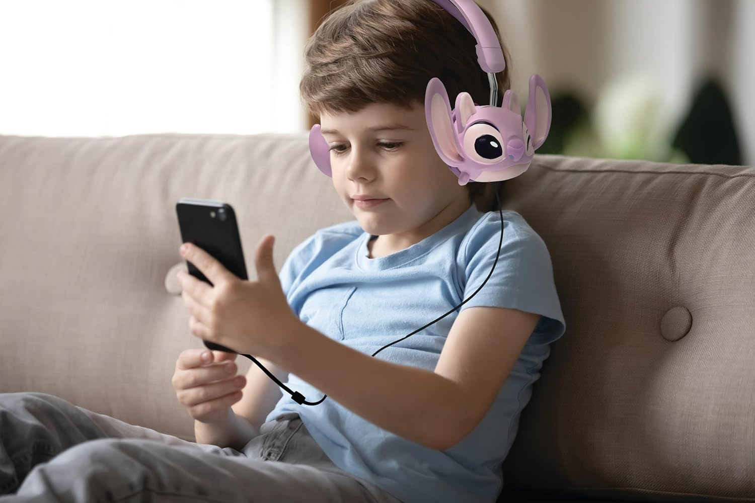 Lexibook, Disney Stitch Stereo Wired Headphones Angel 3D Foldable Limited Sound Performance HP015D1 image number 5