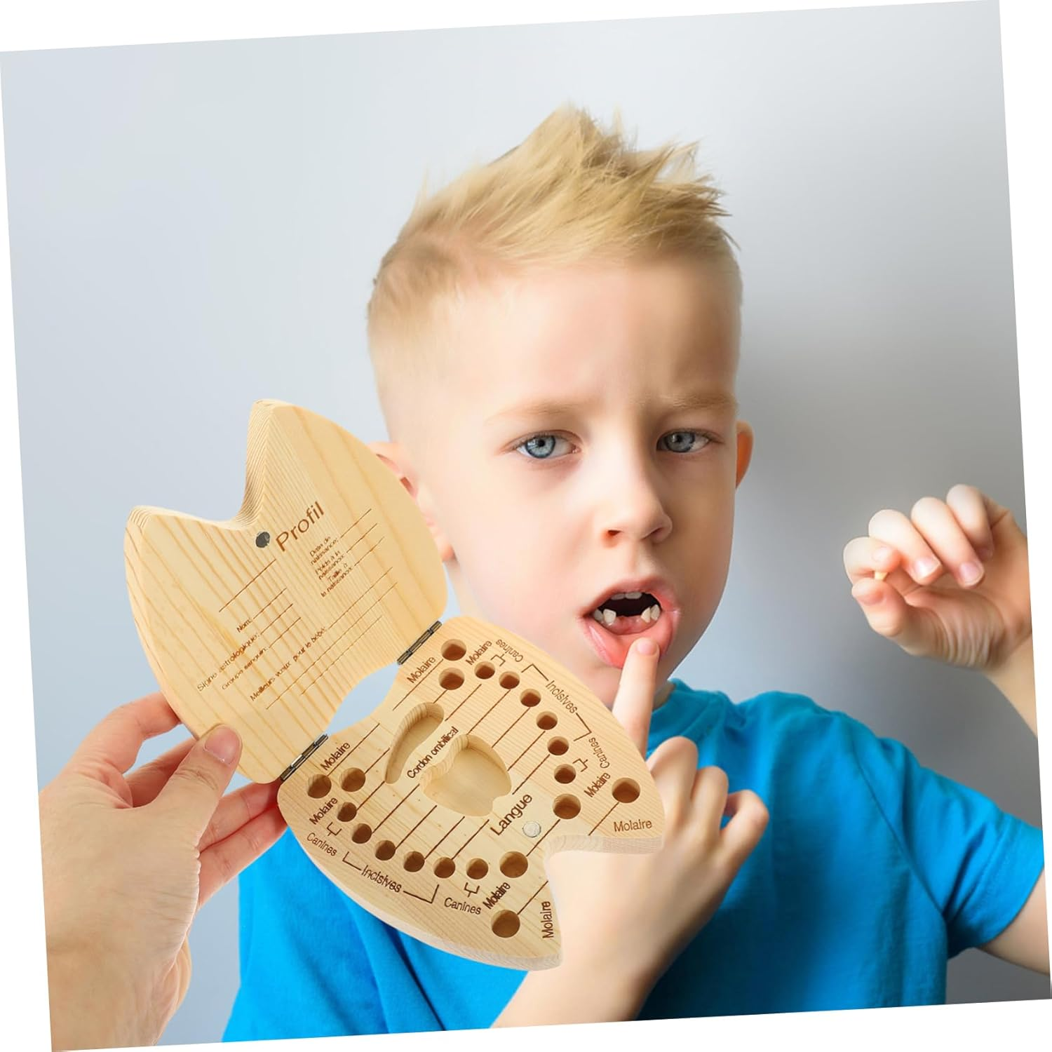 Deciduous Tooth Storage Box Wooden Tooth Holder for Christmas Birthday Collecting Boys and Girls image number 4