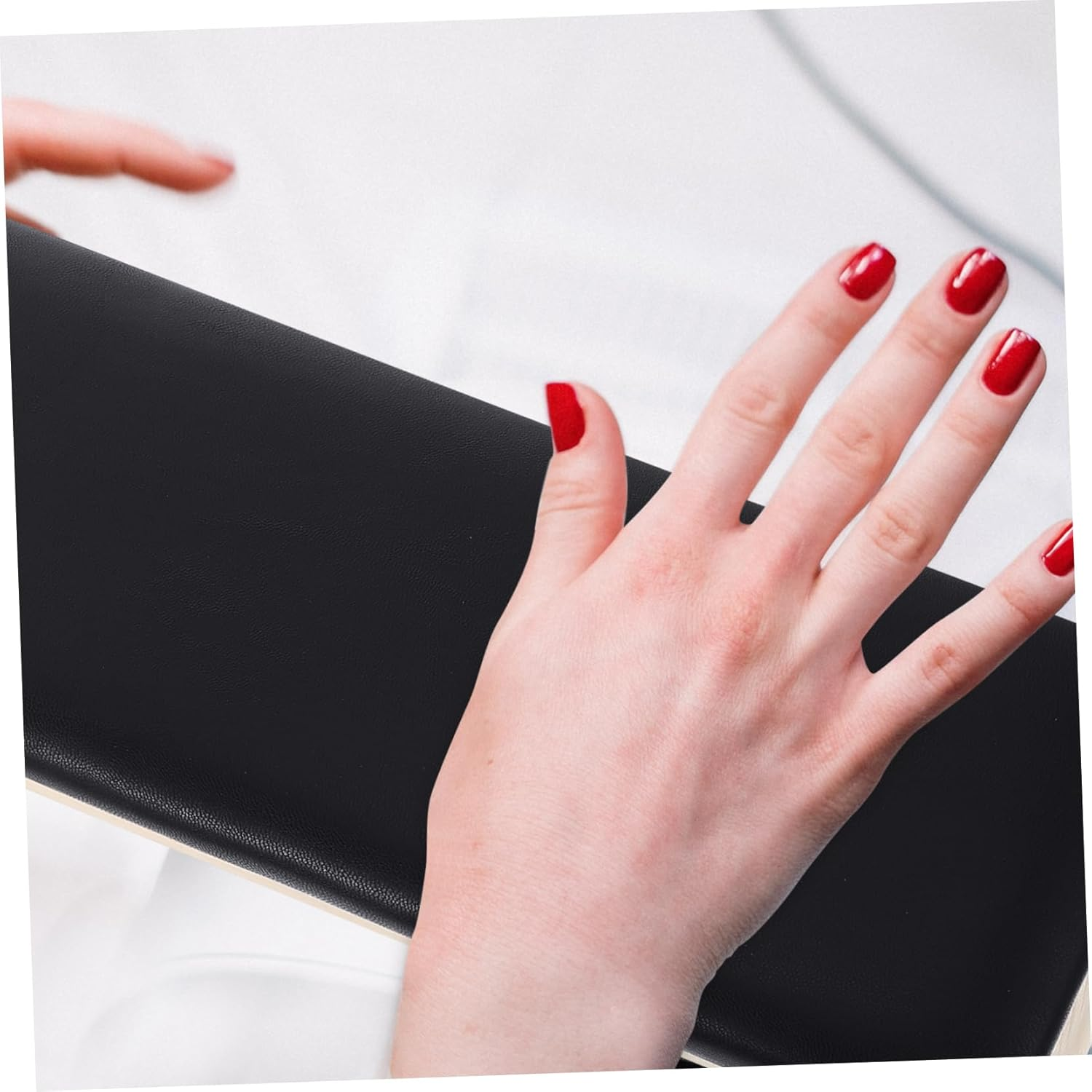 Supple Leather Manicure Pillow Wooden Hand Rest Cushion with Nail Lamp Holder Natural Wrist Support for Nail Art Japanese Style Manicure Tool for Steady Hands and Dust Protection image number 6