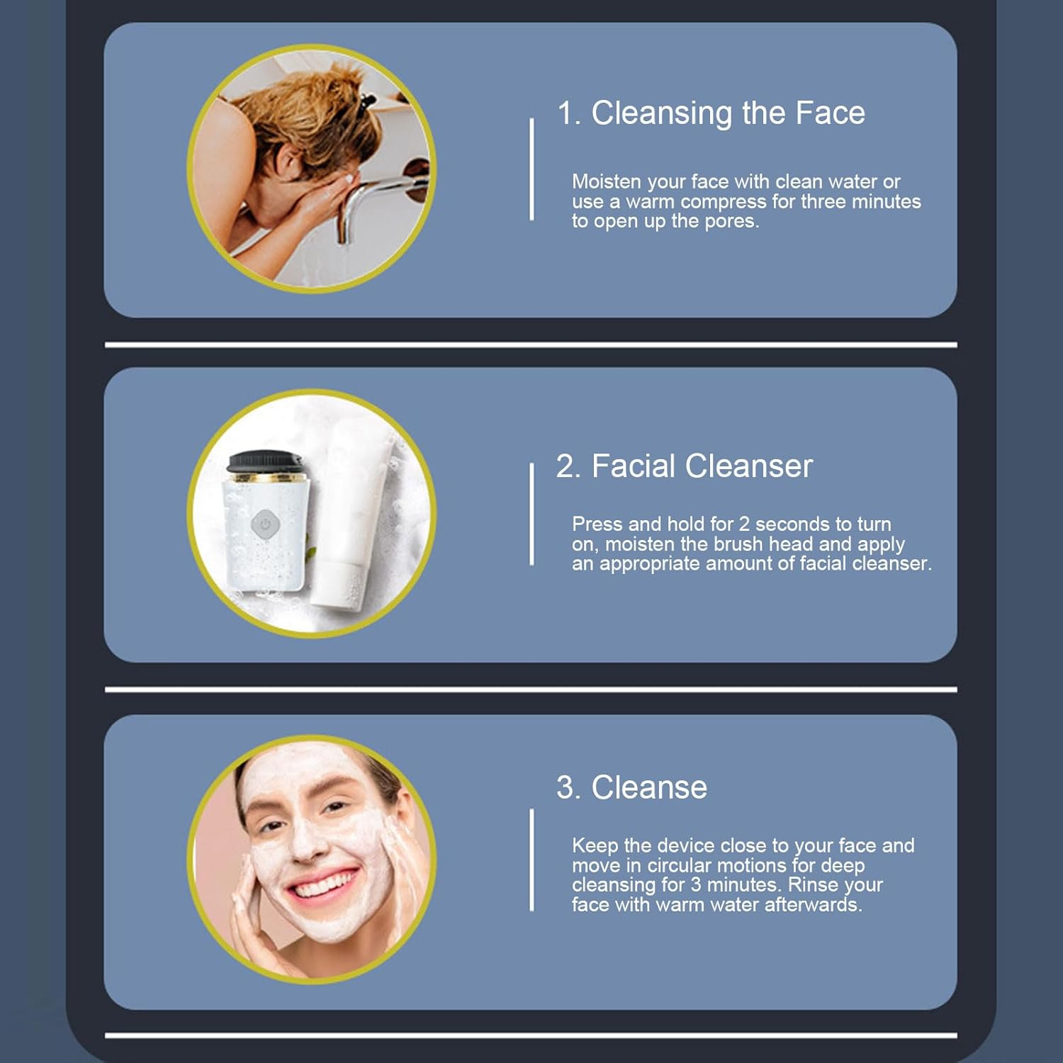 Sorandy Rotating Silicone Face Scrubber, Electric Face Cleansing Brush with Replaceable Brush Heads, Portable Skin Deep Cleaning Exfoliation Machine for Men & Women (English Manual) image number 3