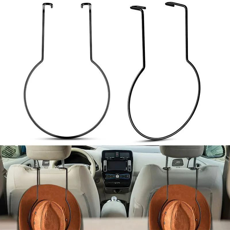 2 Pcs Car Hat Holder,Cowboy Hat Rack for Car Truck Rv,Metal Car Hat Hanger,Hard Hat Holder for Truck Seat Car Keep Hat Shape image number 1
